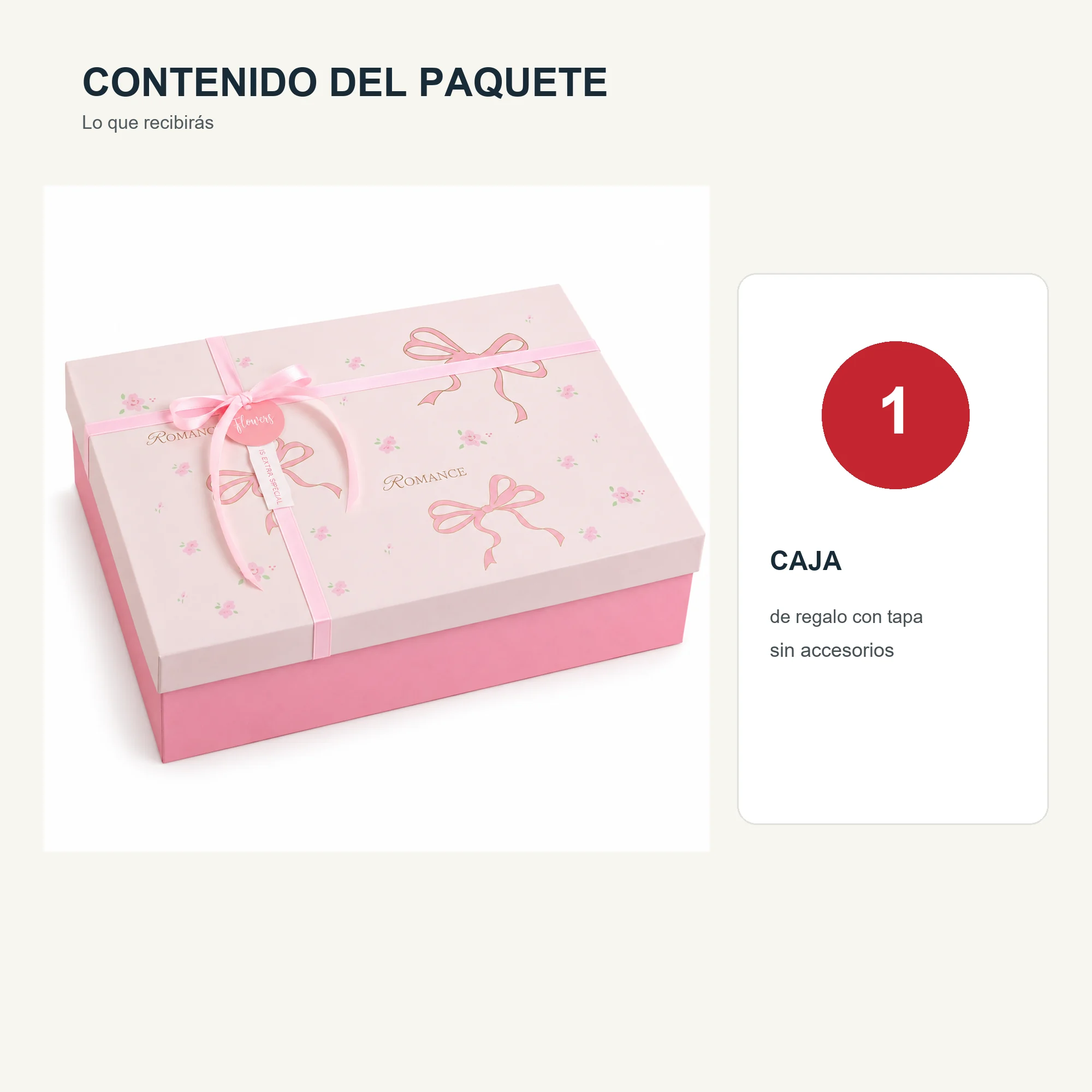 Caja de Regalo Rígida con Tapa y Cinta, 36,5 × 26 × 10,5 cm