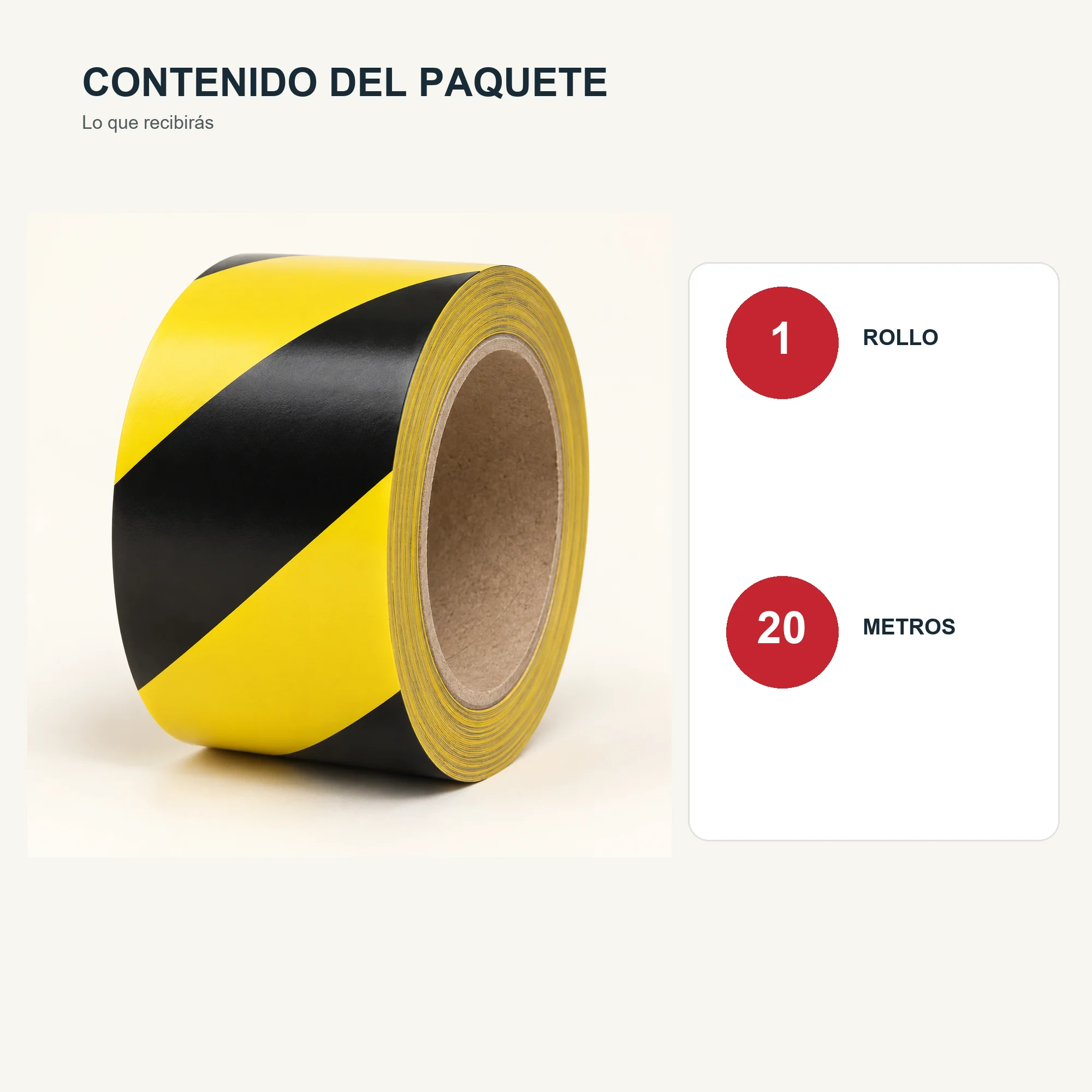 Cinta de Advertencia Amarilla y Negra, 48 mm × 20 m