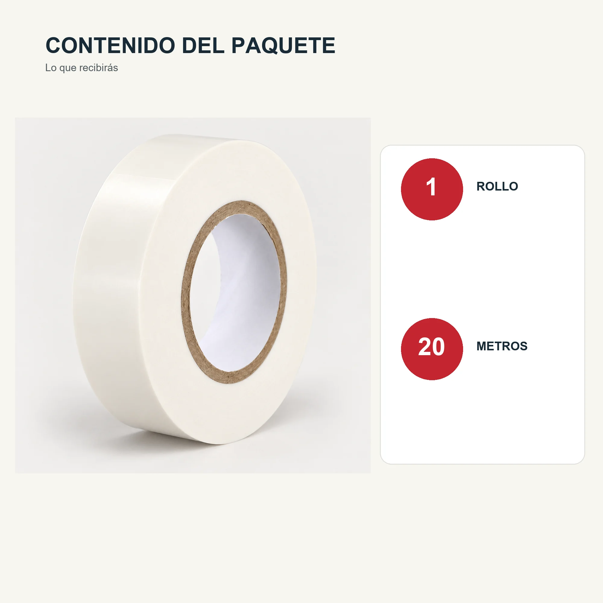 Cinta Aisladora PVC Blanca, 19 mm × Aprox. 20 m