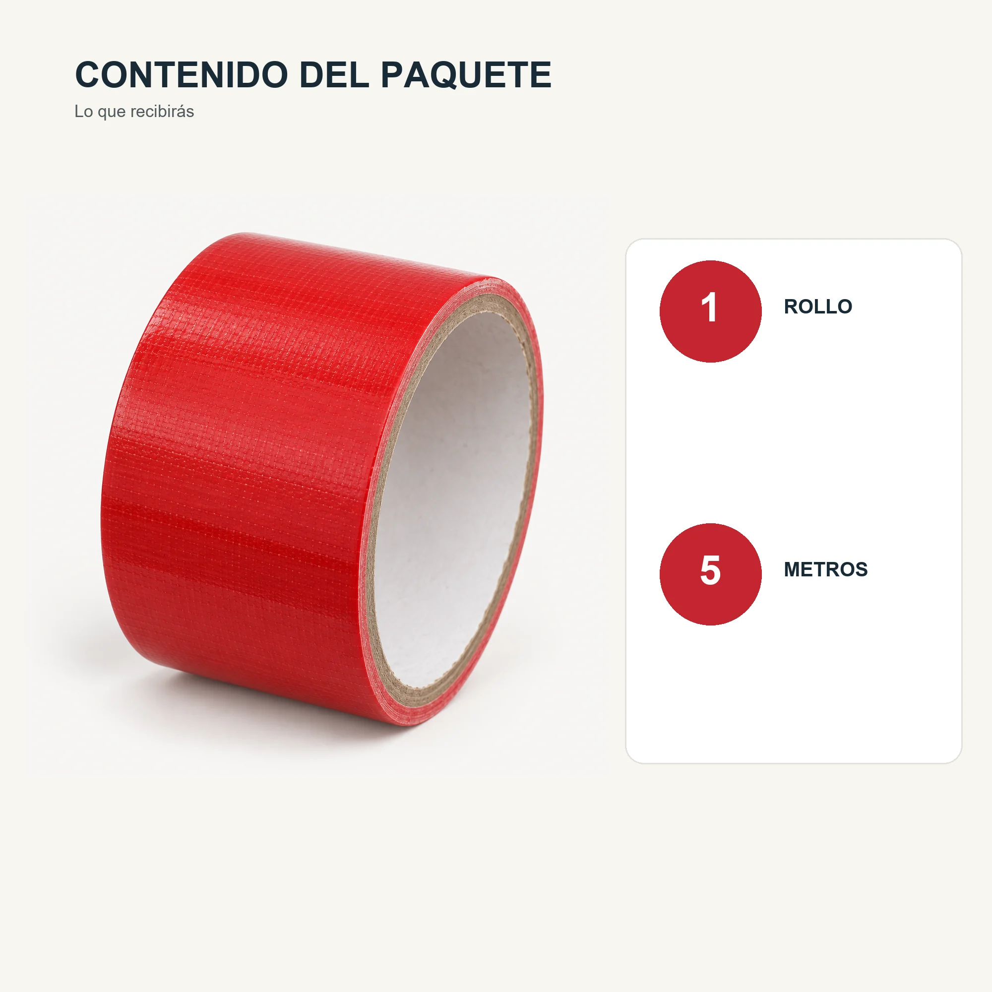 Cinta Americana de Tela Roja, 48 mm × 5 m