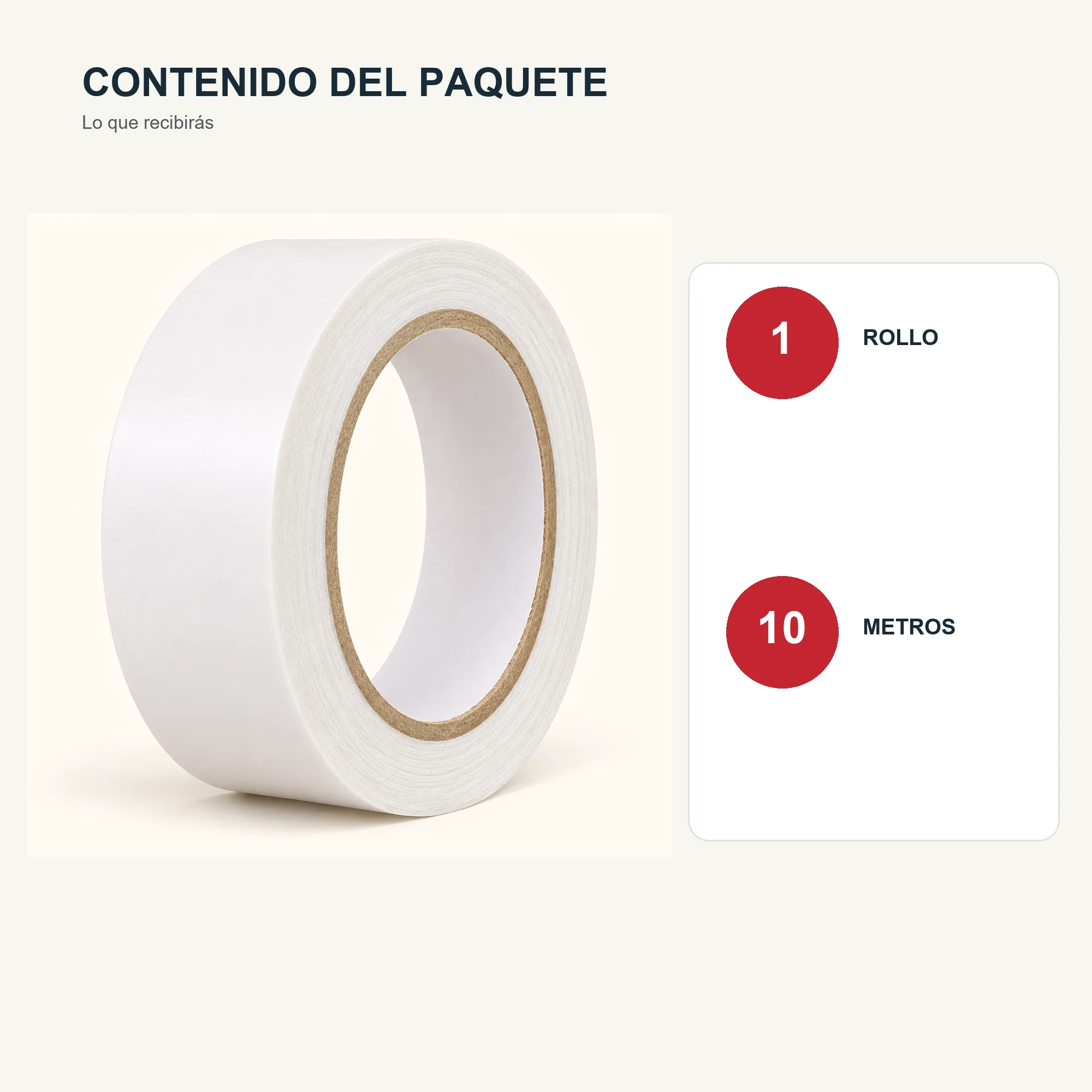 Cinta Doble Faz de Espuma Blanca, 24 mm × 10 m
