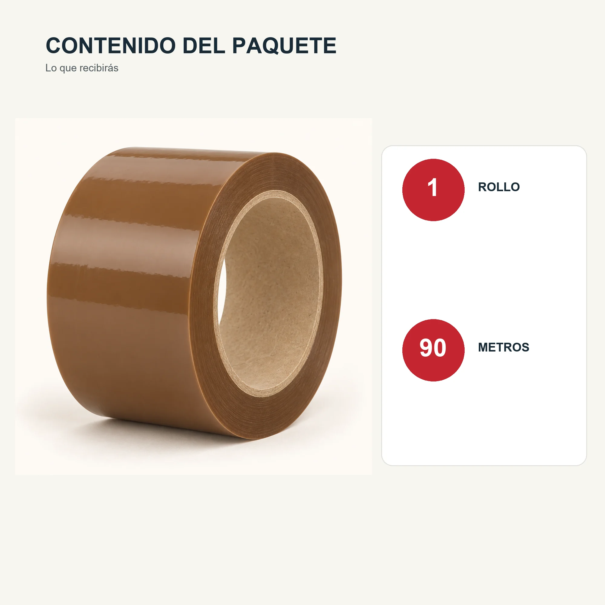 Cinta de Embalaje Marrón, 48 mm × 90 m