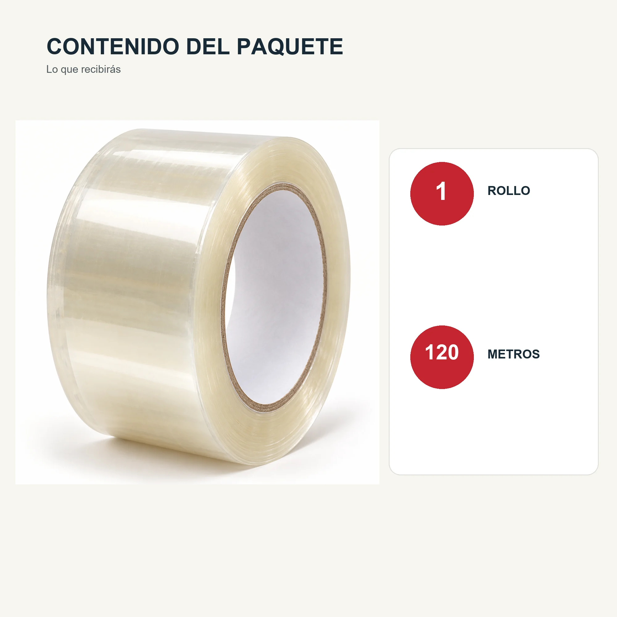 Cinta de Embalaje Transparente, 48 mm × 120 m, 42 μm