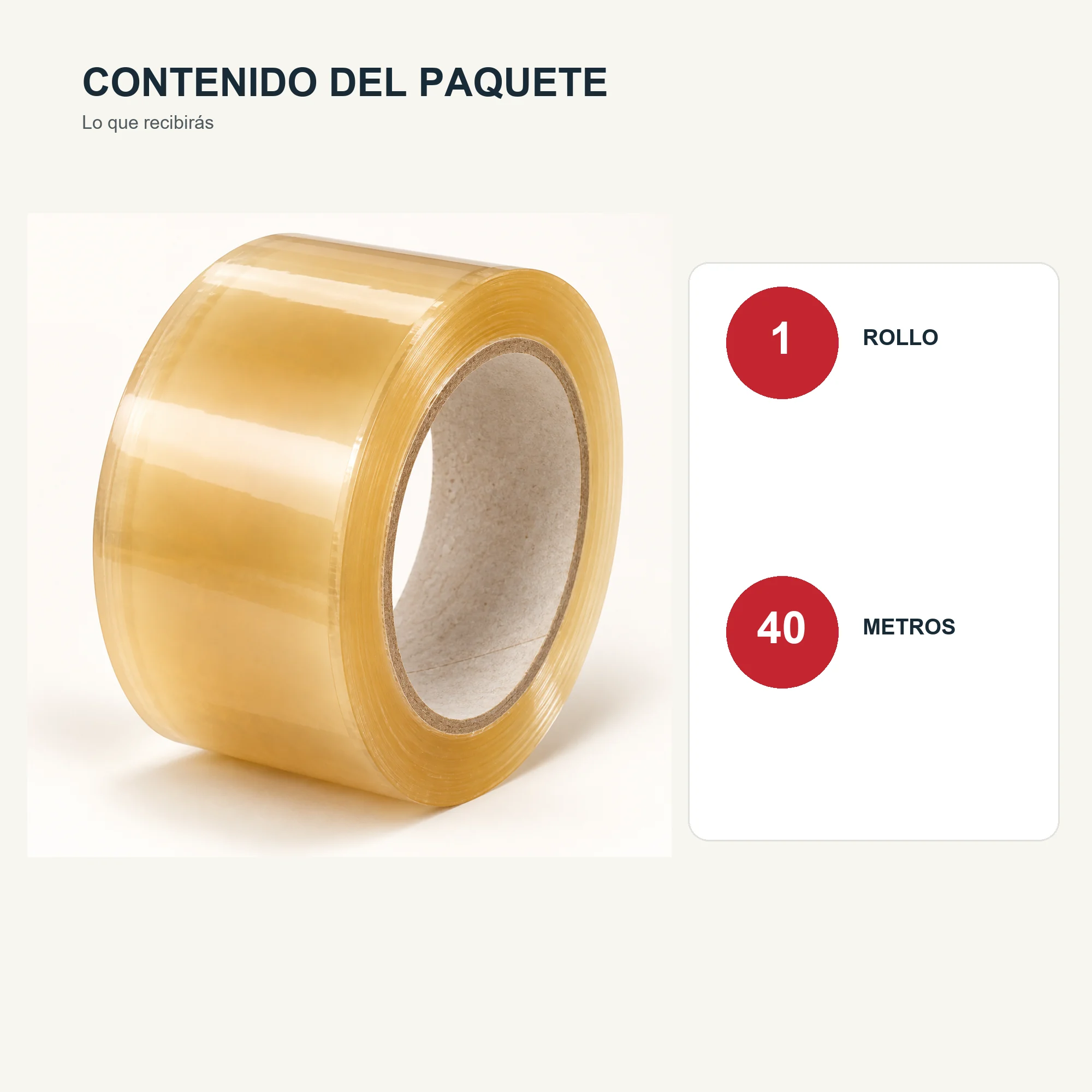 Cinta de Embalaje Transparente Beige, 48 mm × 40 m
