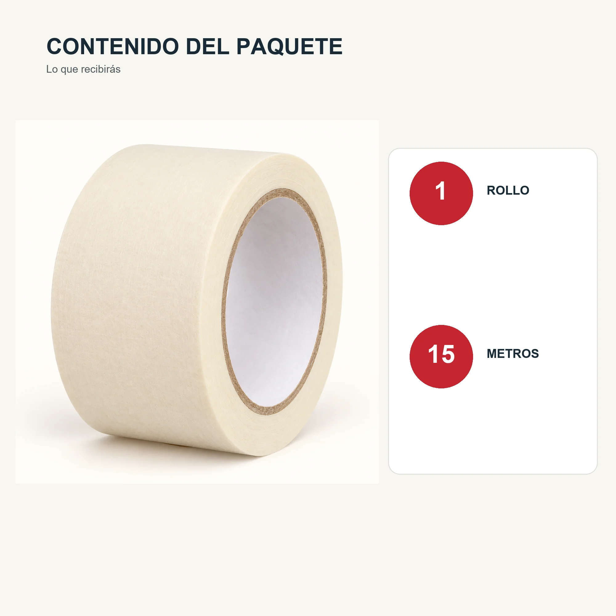 Cinta de Enmascarar para Pintura, 48 mm × 15 m