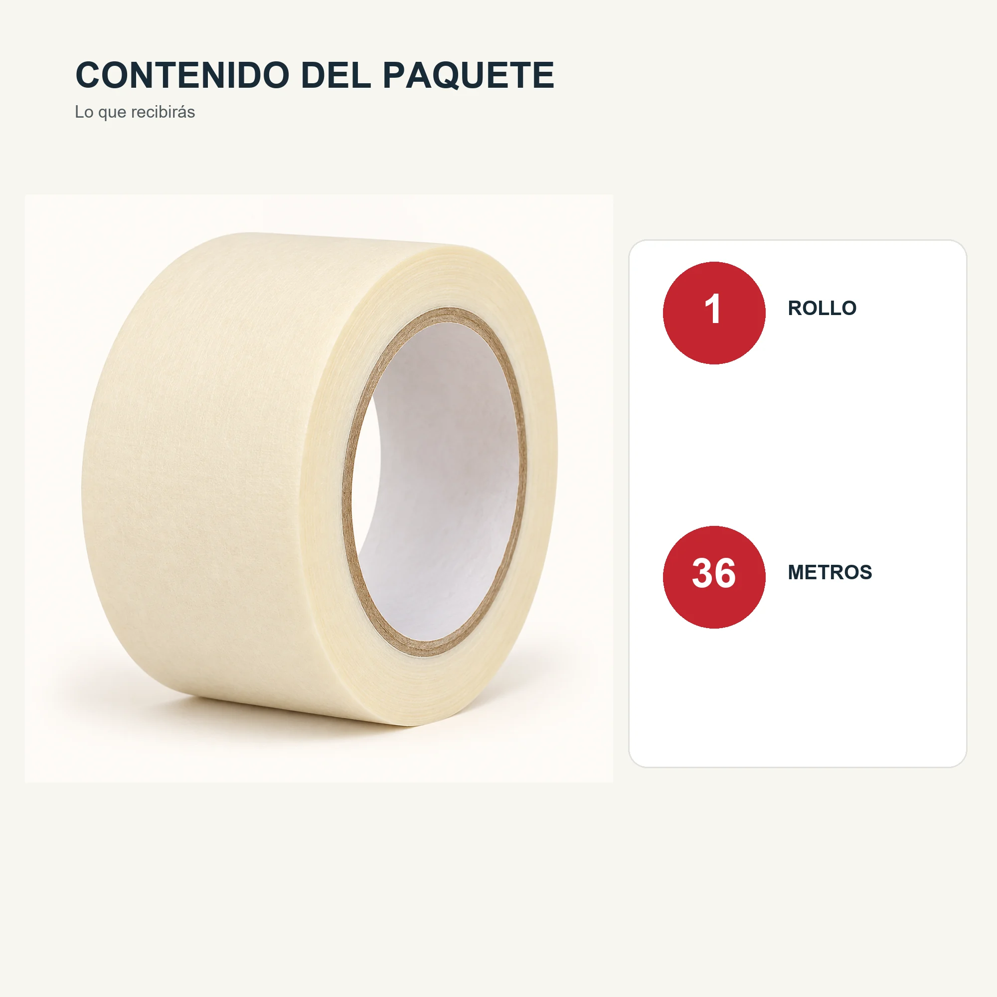 Cinta de Enmascarar para Pintura, 48 mm × 36 m