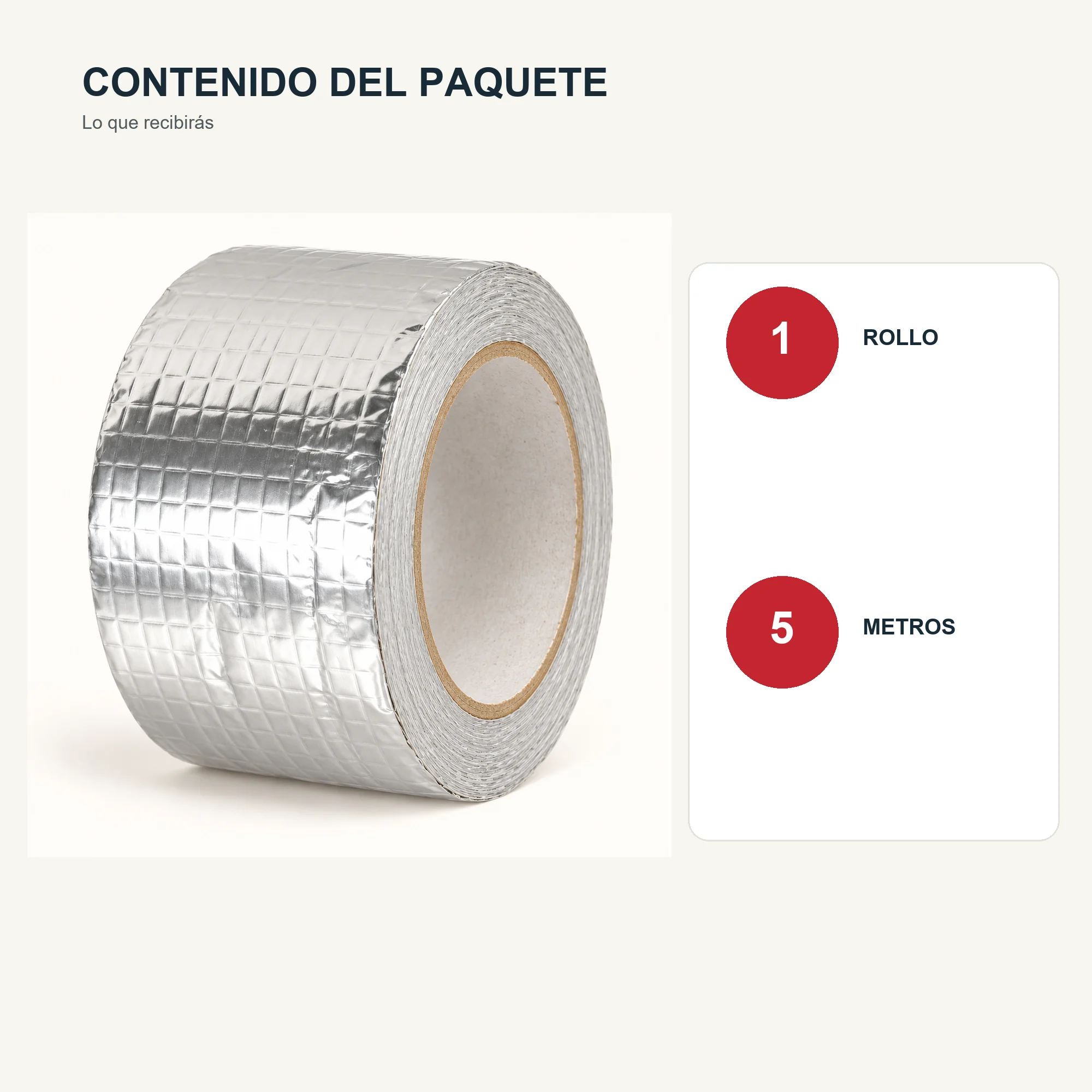 Cinta Impermeable de Aluminio con Butilo, 50 mm × 5 m