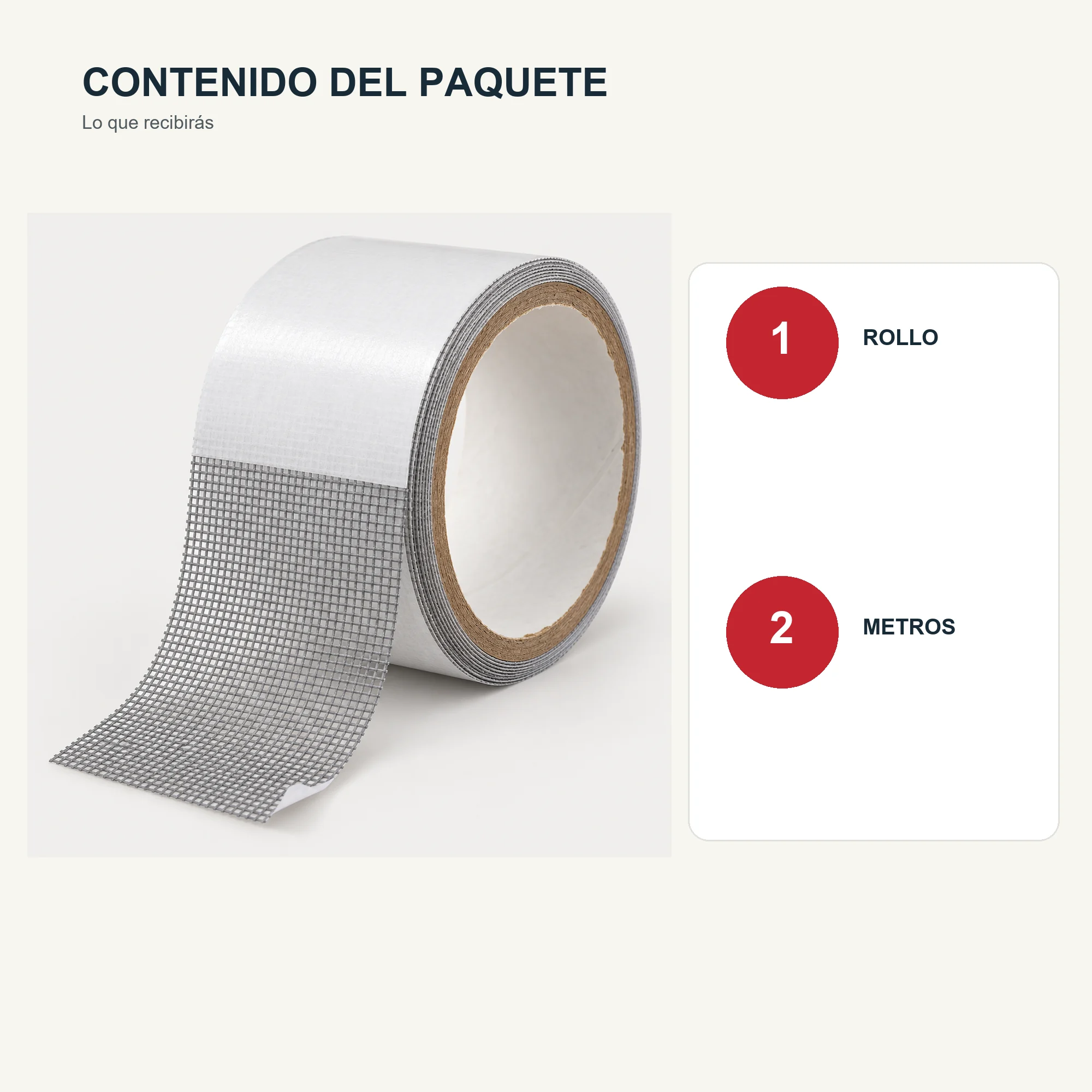 Cinta de Reparación para Mosquitero Gris, 50 mm × 2 m