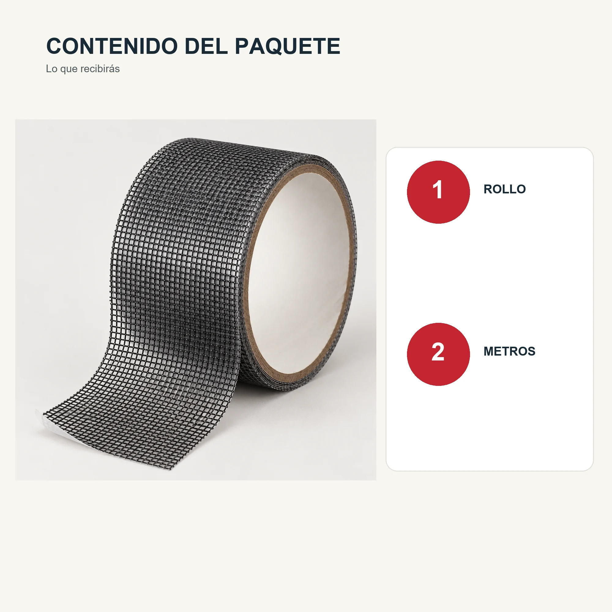 Cinta de Reparación para Mosquitero Negra, 50 mm × 2 m