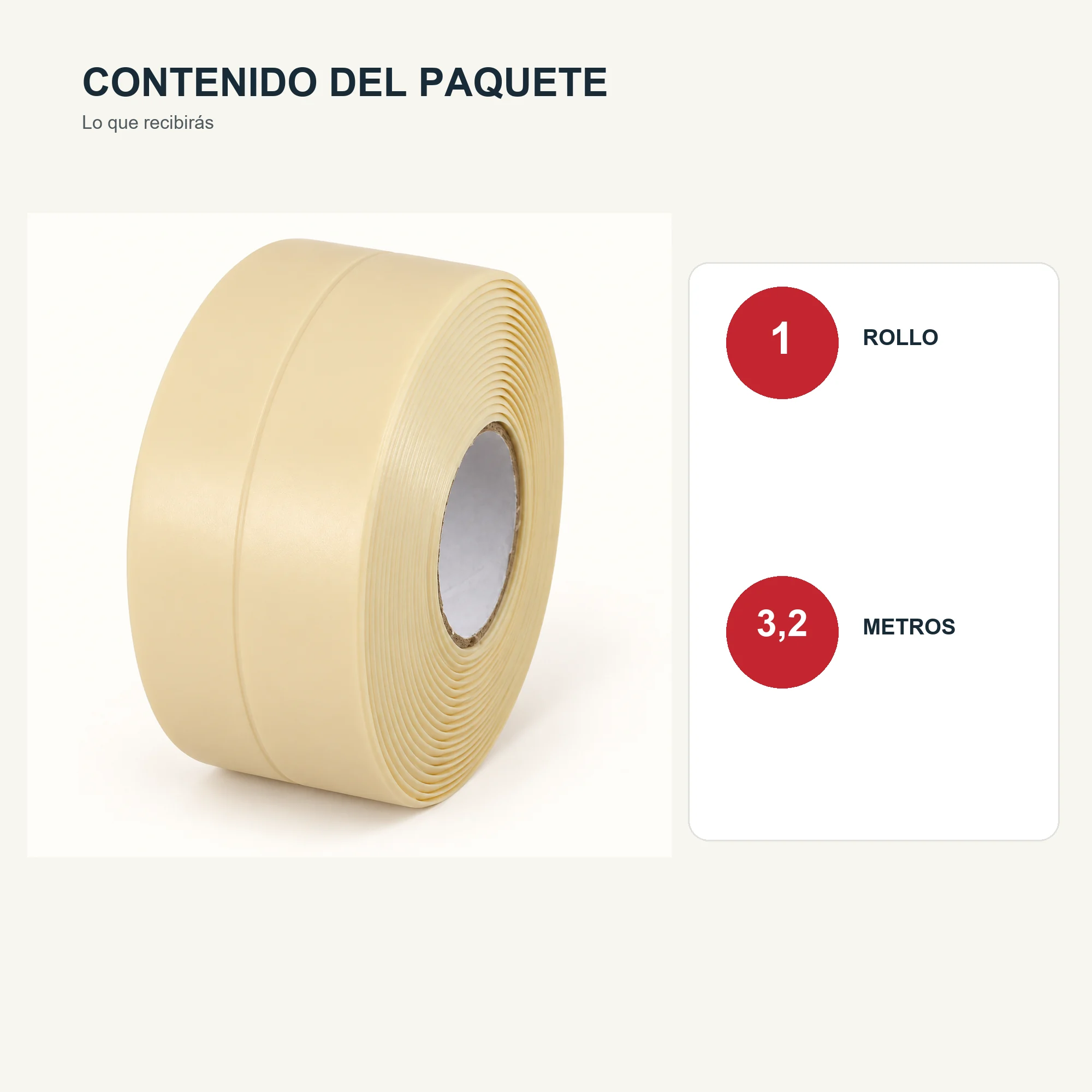 Cinta Selladora Autoadhesiva Beige, 38 mm × 3,2 m
