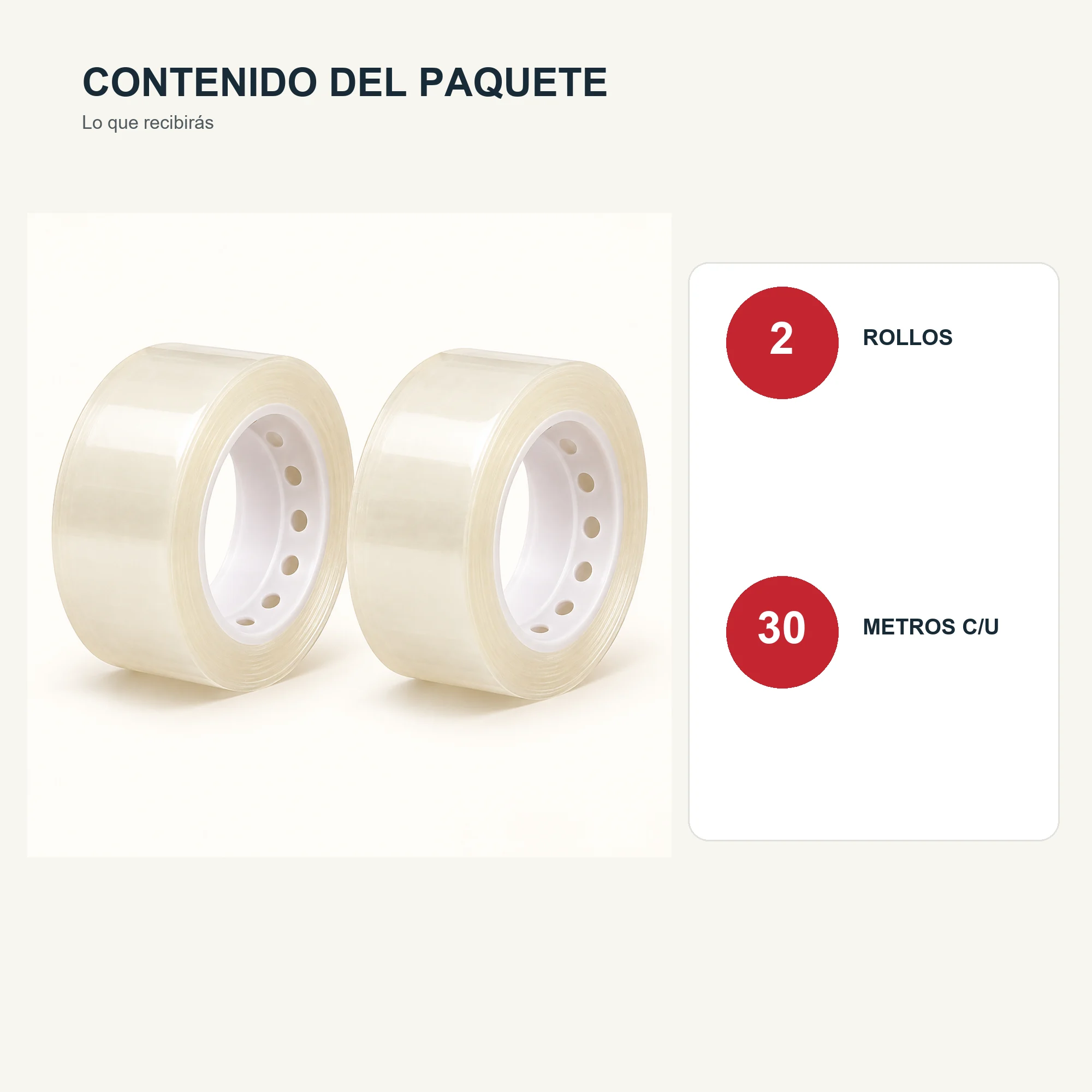 Cinta Adhesiva Transparente, 2 Rollos de 18 mm × 30 m