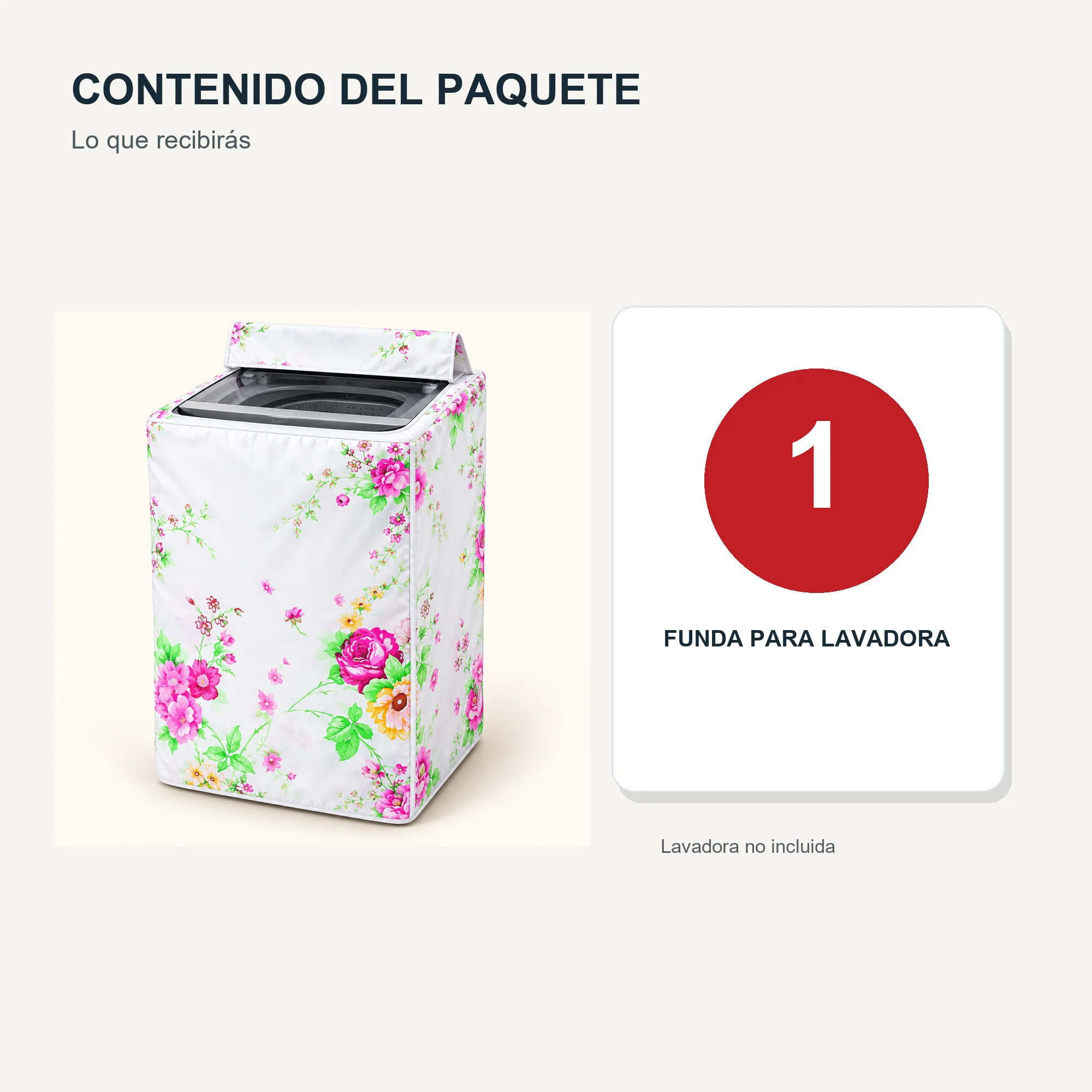 Funda Floral para Lavadora de Carga Superior, 55 × 58 × 87 cm