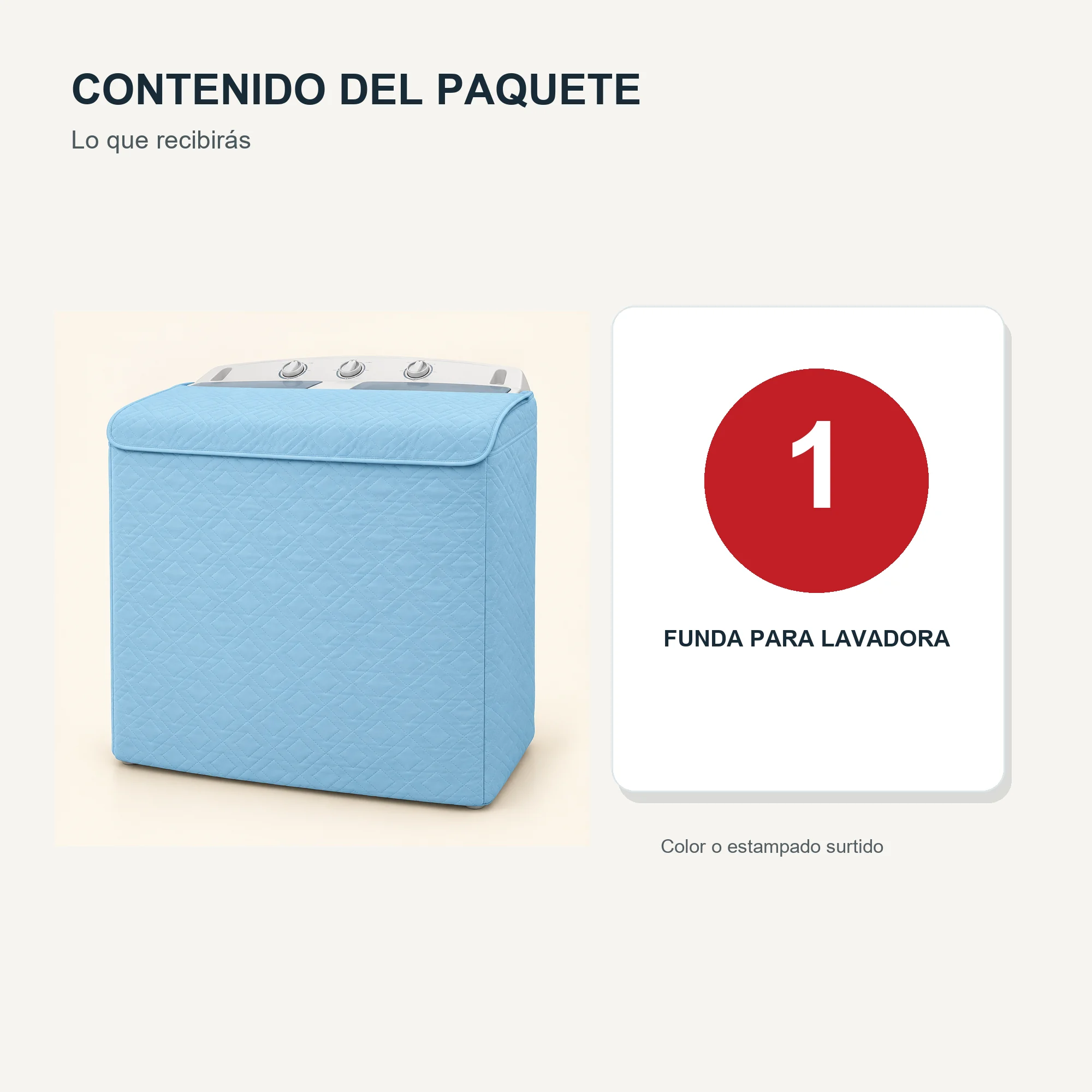 Funda de Lavadora Doble Tina 100% PEVA, 83 × 46 × 83 cm