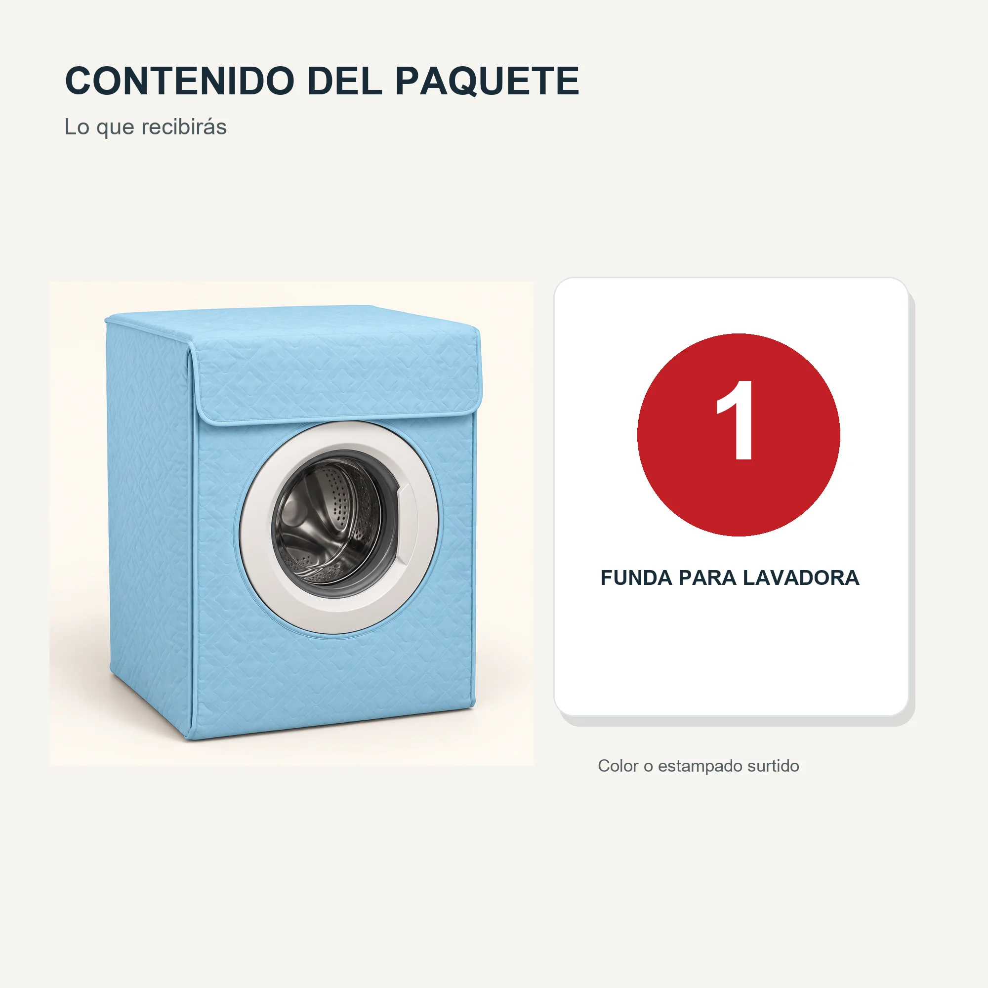Funda de Lavadora 100% PEVA para Carga Frontal, Color Liso Surtido, 58 × 62 × 85 cm