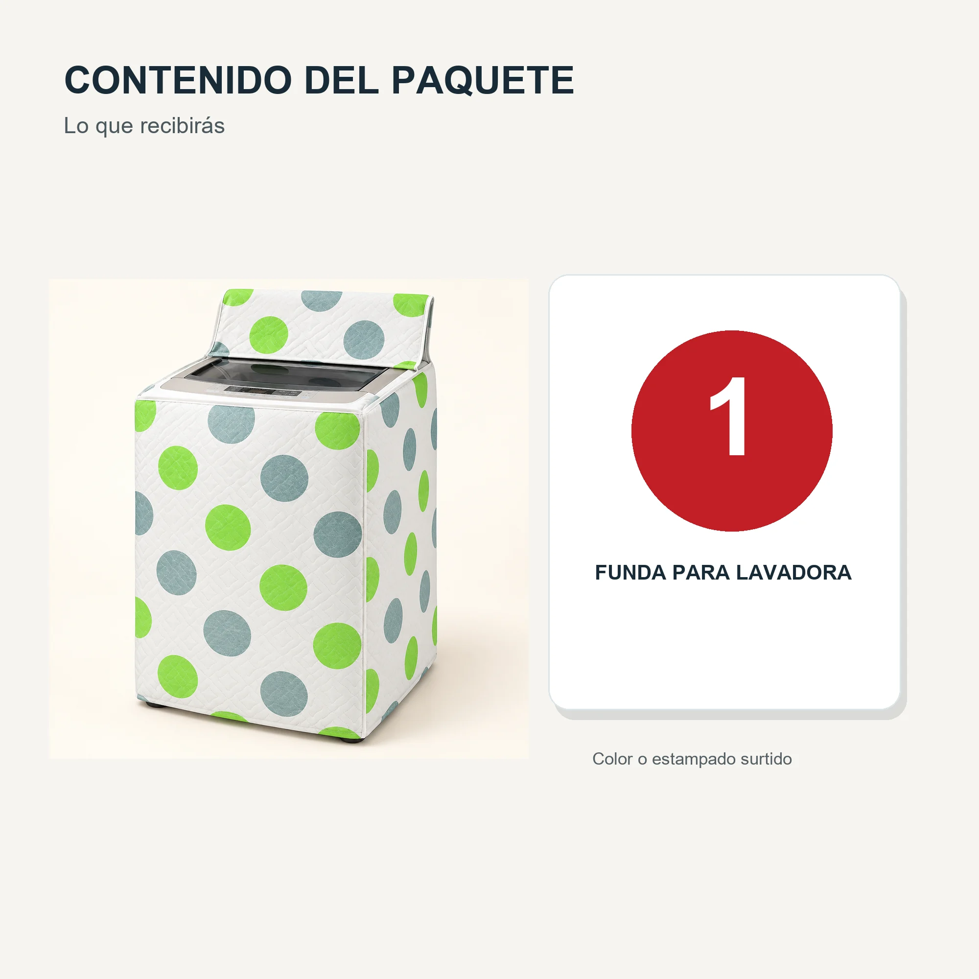 Funda de Lavadora 100% PEVA para Carga Superior, Estampado Surtido, 55 × 58 × 87 cm