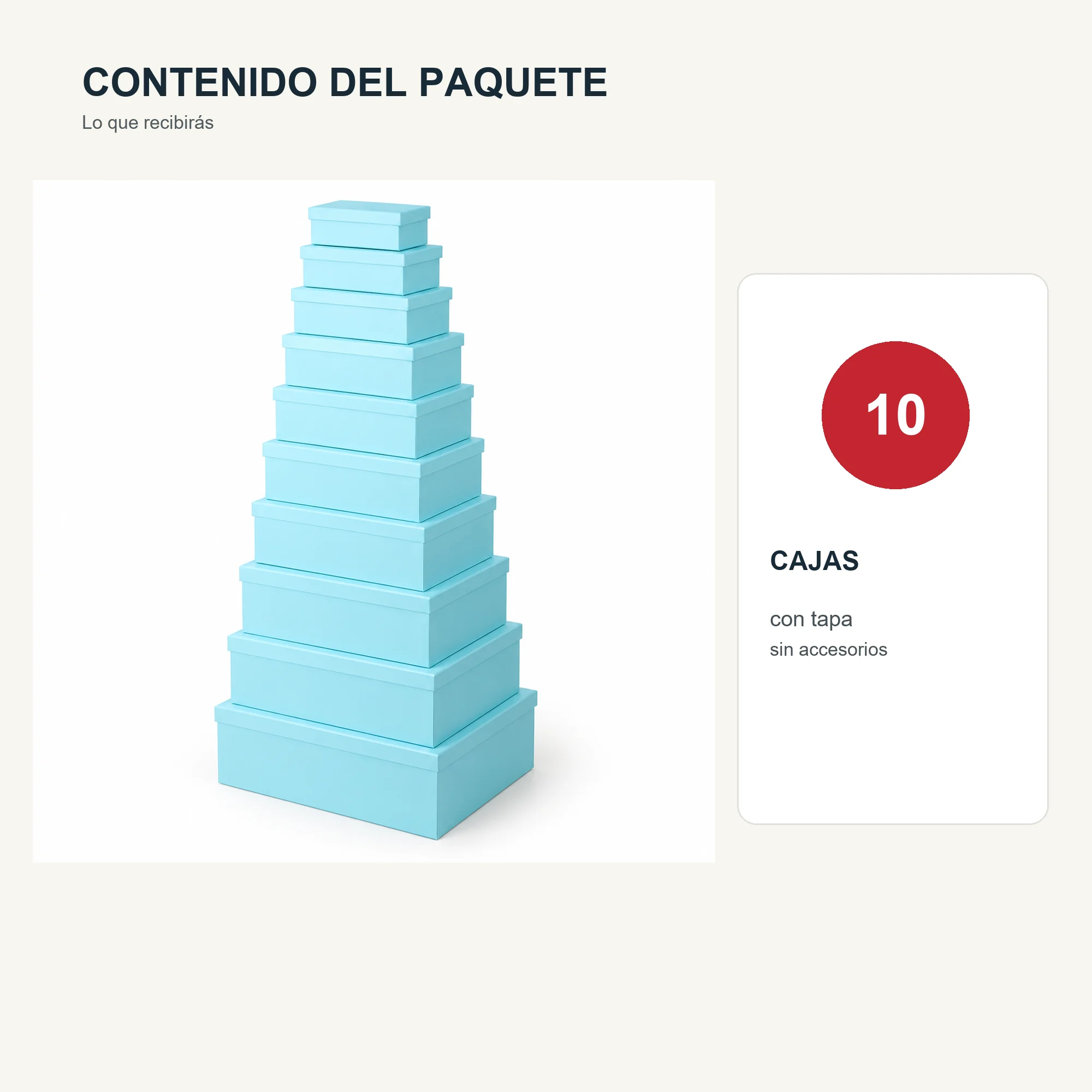 Juego de 10 Cajas de Regalo Juego Rectangular Celeste Turquesa, Tamaños Surtidos