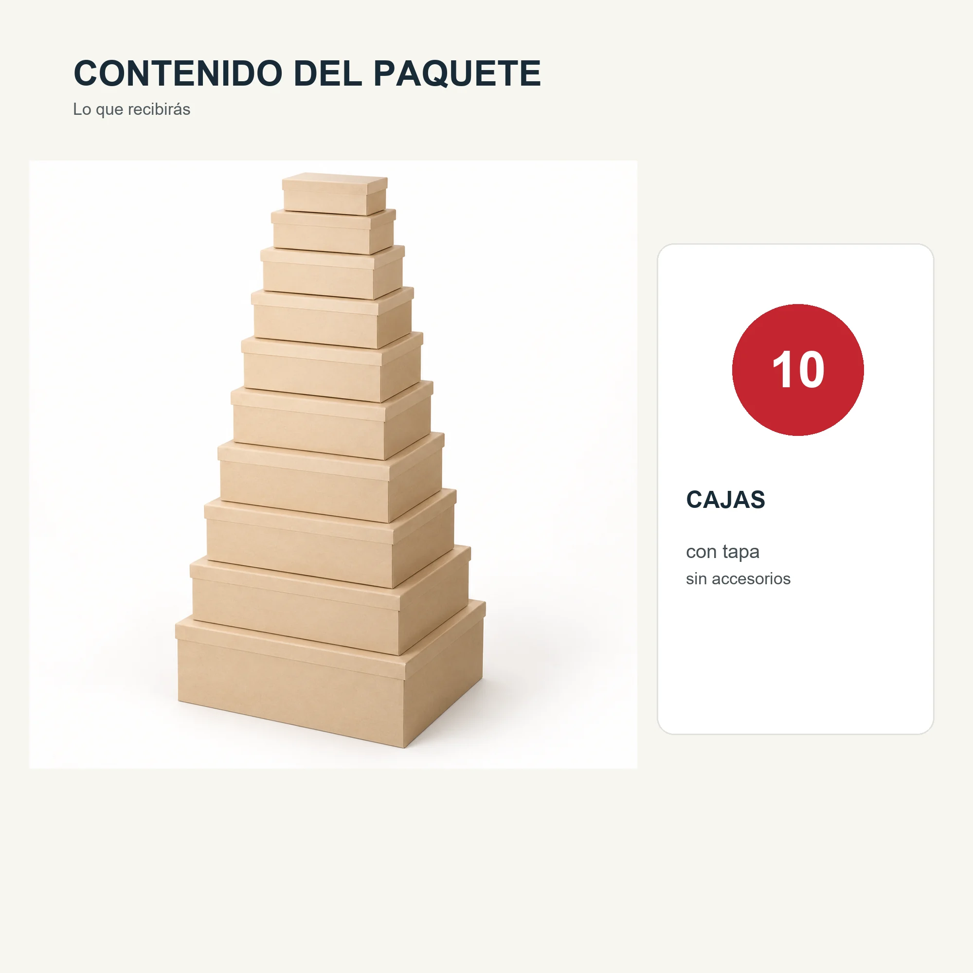 Juego de 10 Cajas de Regalo Juego Rectangular Kraft Natural, Tamaños Surtidos