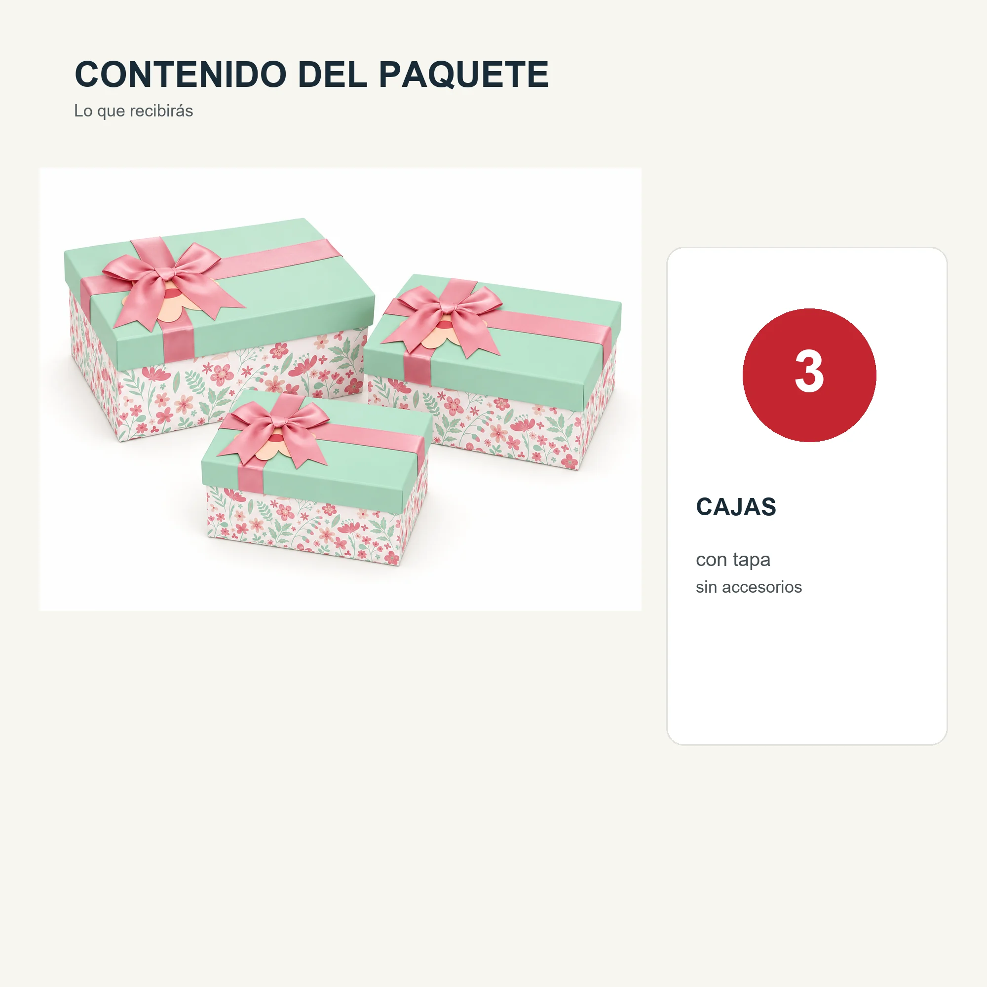 Juego de 3 Cajas de Regalo Juego De Cajas Florales Color Menta, Tres Tamaños