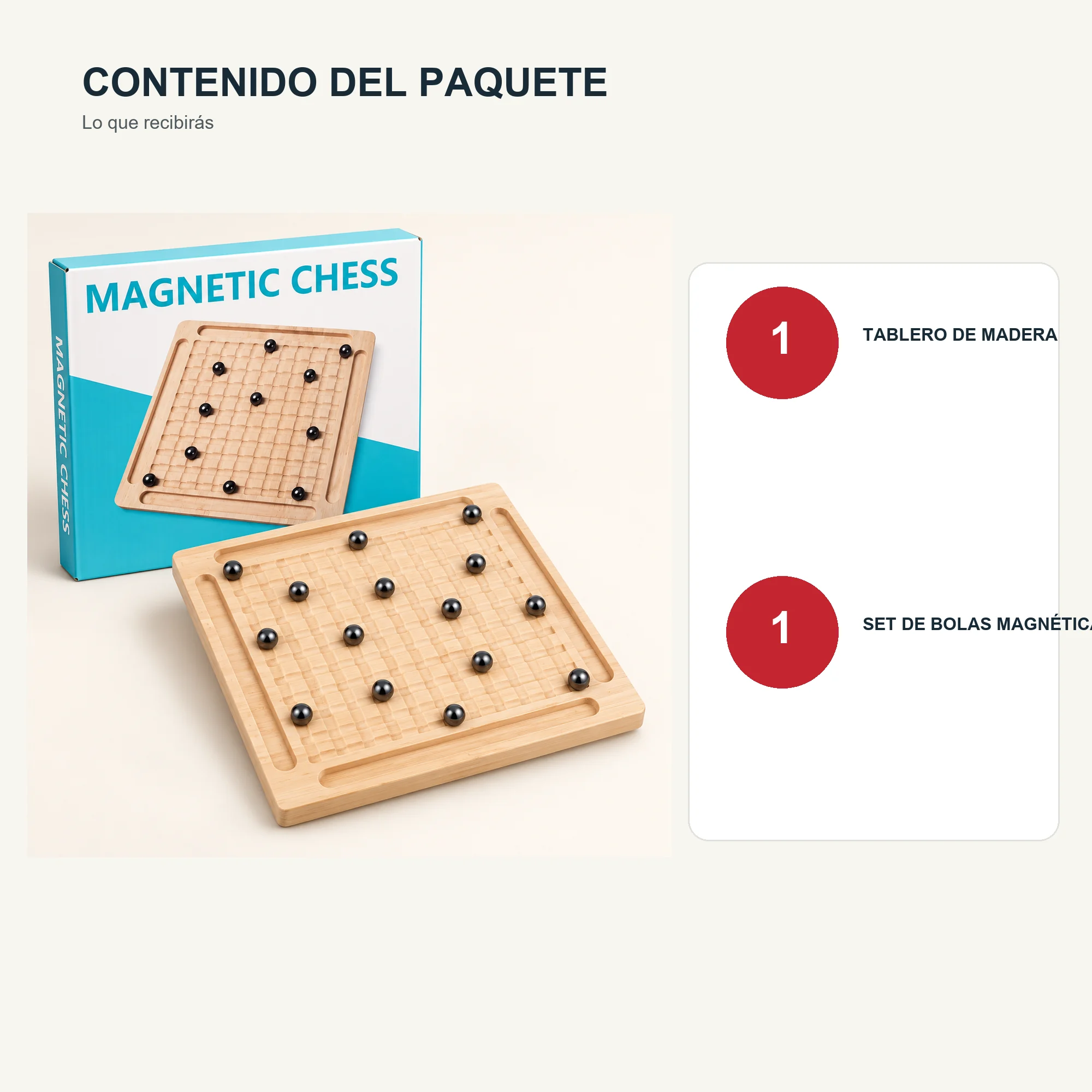 Juego Magnetic Chess de Madera, 23,5 × 23,5 cm