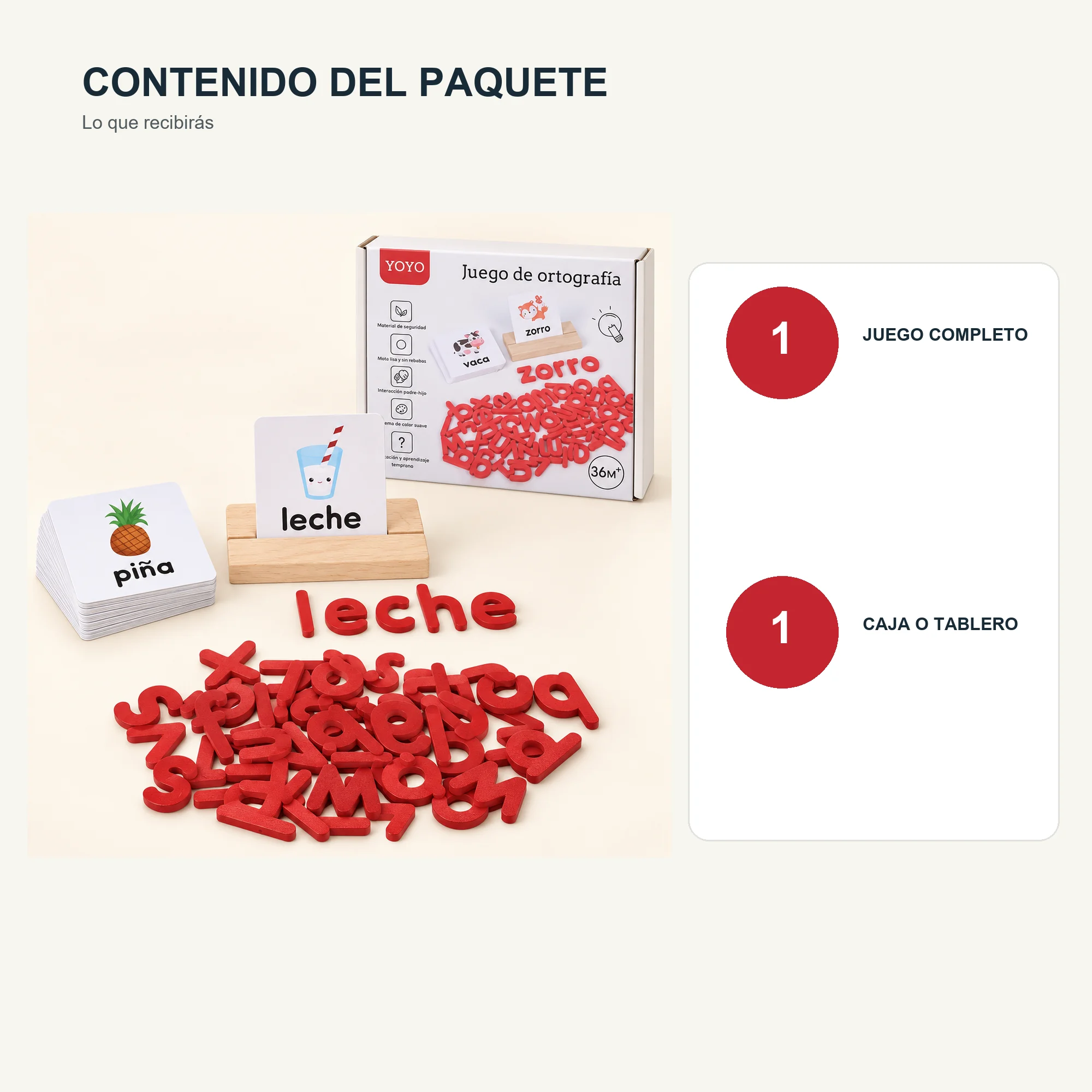 Juego de Ortografía en Español con Letras y Tarjetas