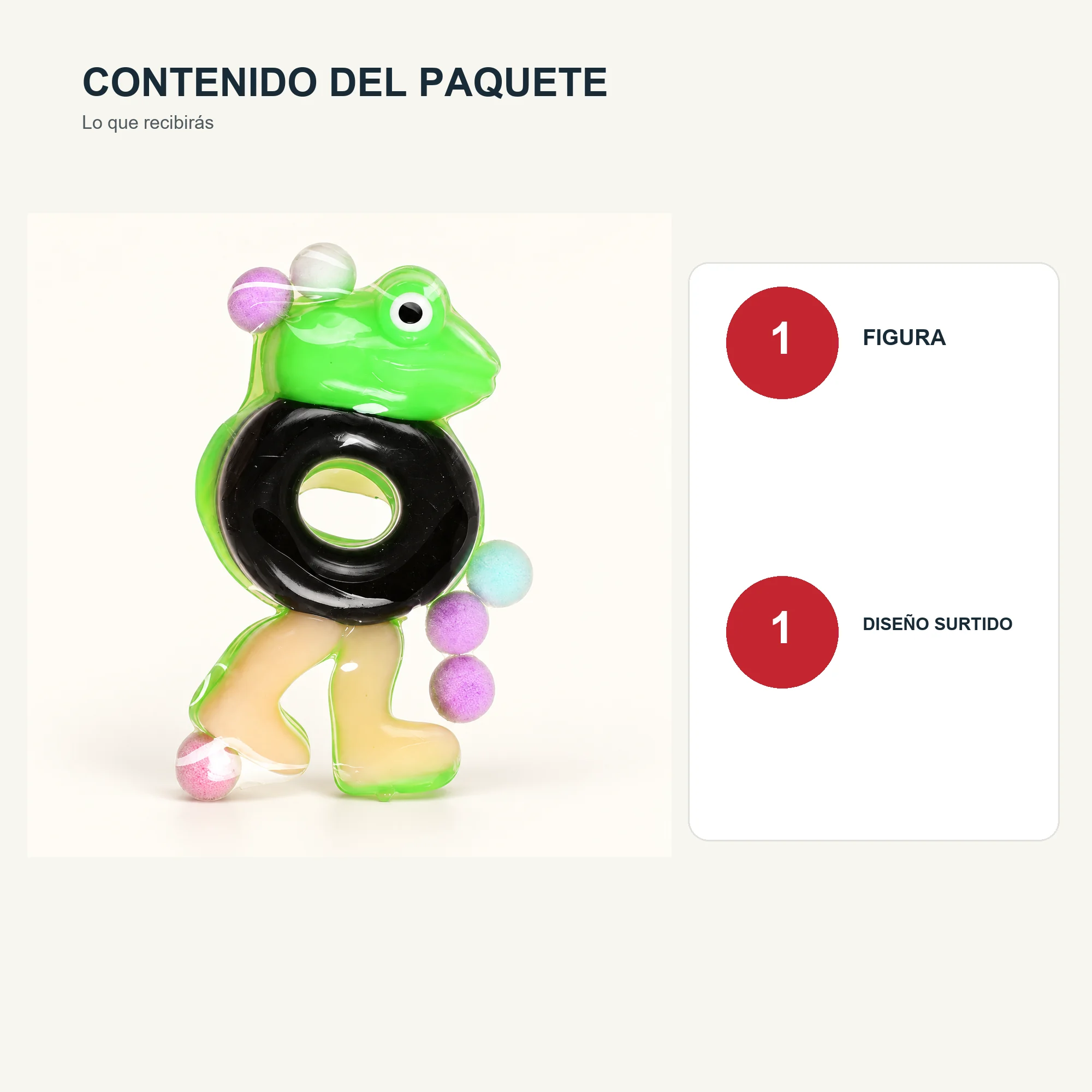 Juguete Antiestrés Rana con Neumático, Empaque 13 × 12,5 cm