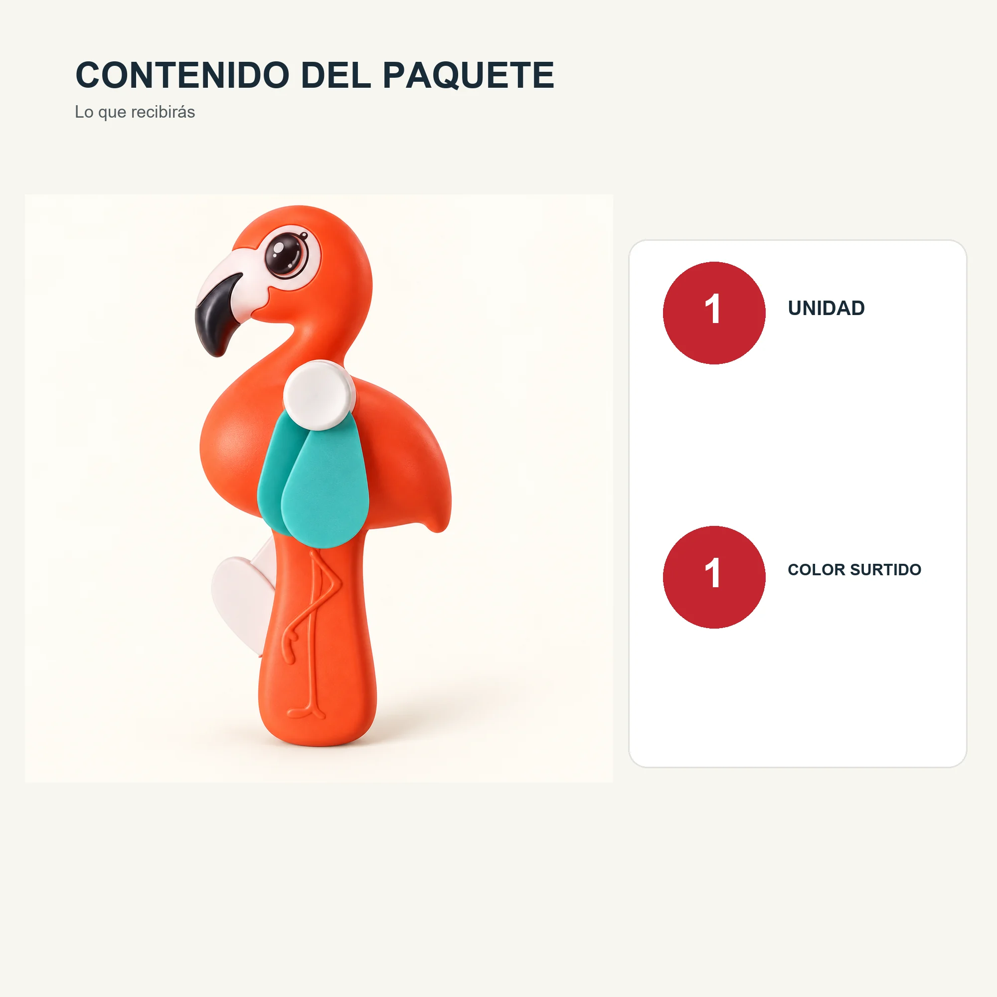 Mini Ventilador Manual Flamenco, 15 × 7,1 cm, Color Surtido