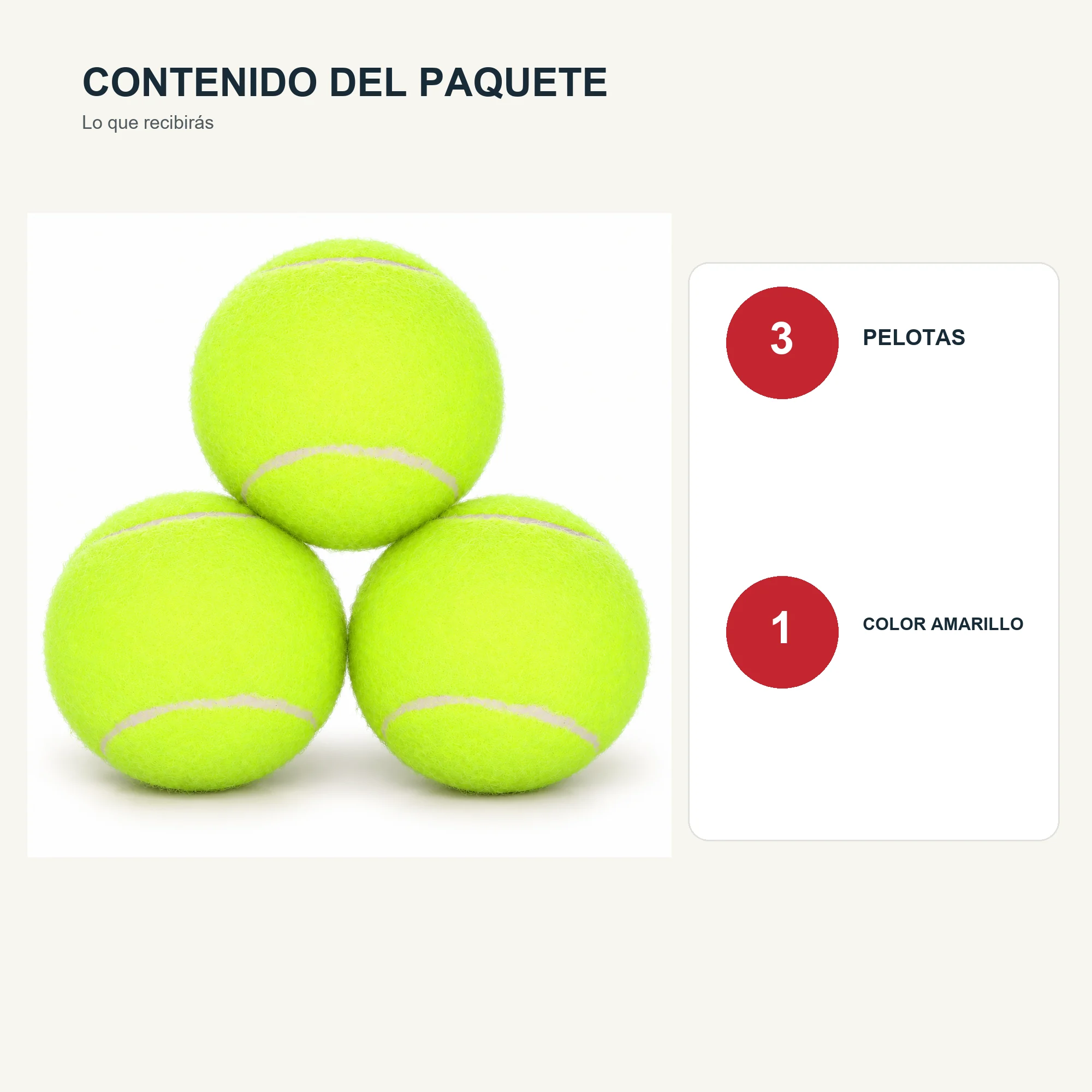 Pelotas de Tenis de Fieltro, 6 cm, Pack de 3