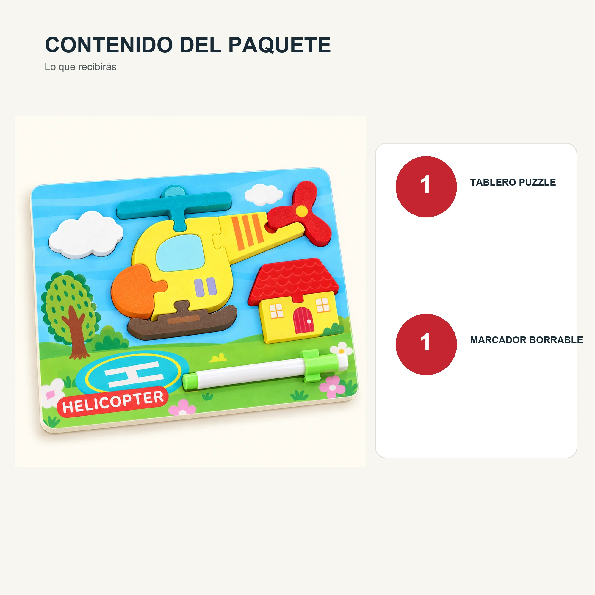 Puzzle Infantil de Goma EVA con Pizarra y Marcador, 22,3 × 18 cm
