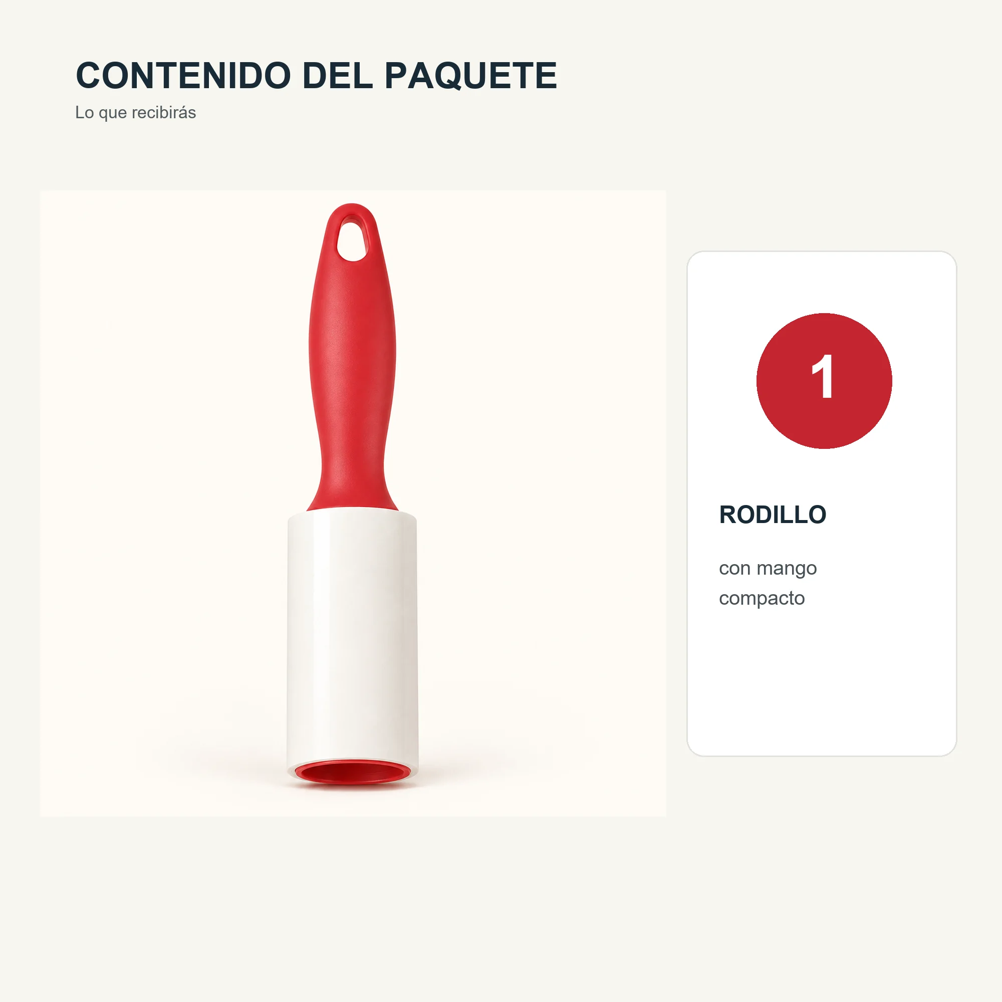 Rodillo Quitapelusas Adhesivo con Mango Ergonómico, 20 cm
