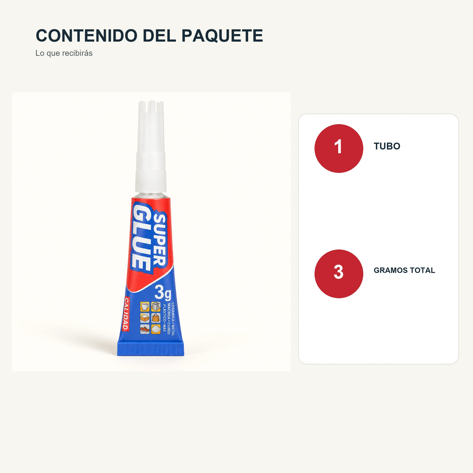 Set de 1 Adhesivo Instantáneo de 3 g con Boquilla de Precisión