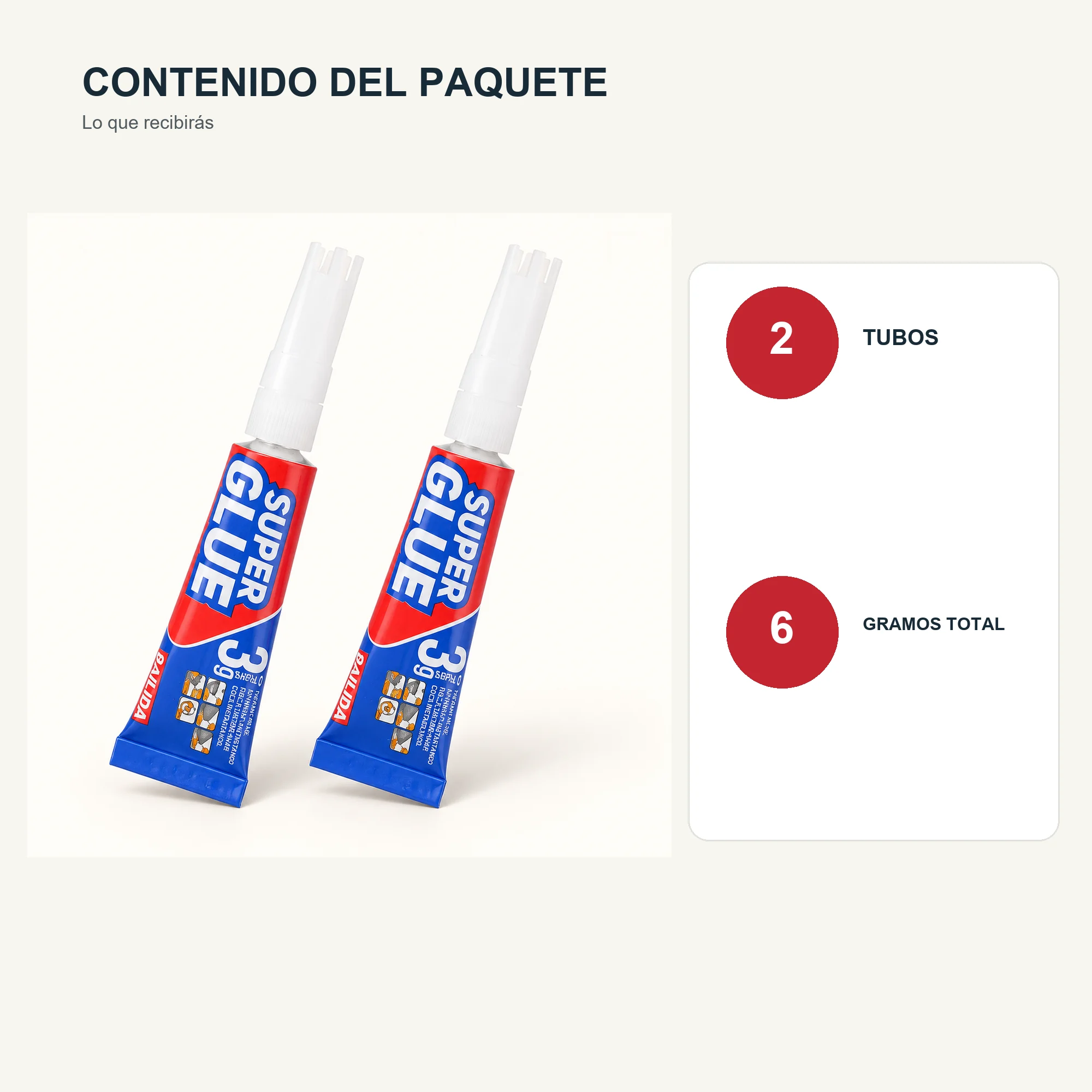Set de 2 Adhesivos Instantáneos de 3 g con Boquilla de Precisión