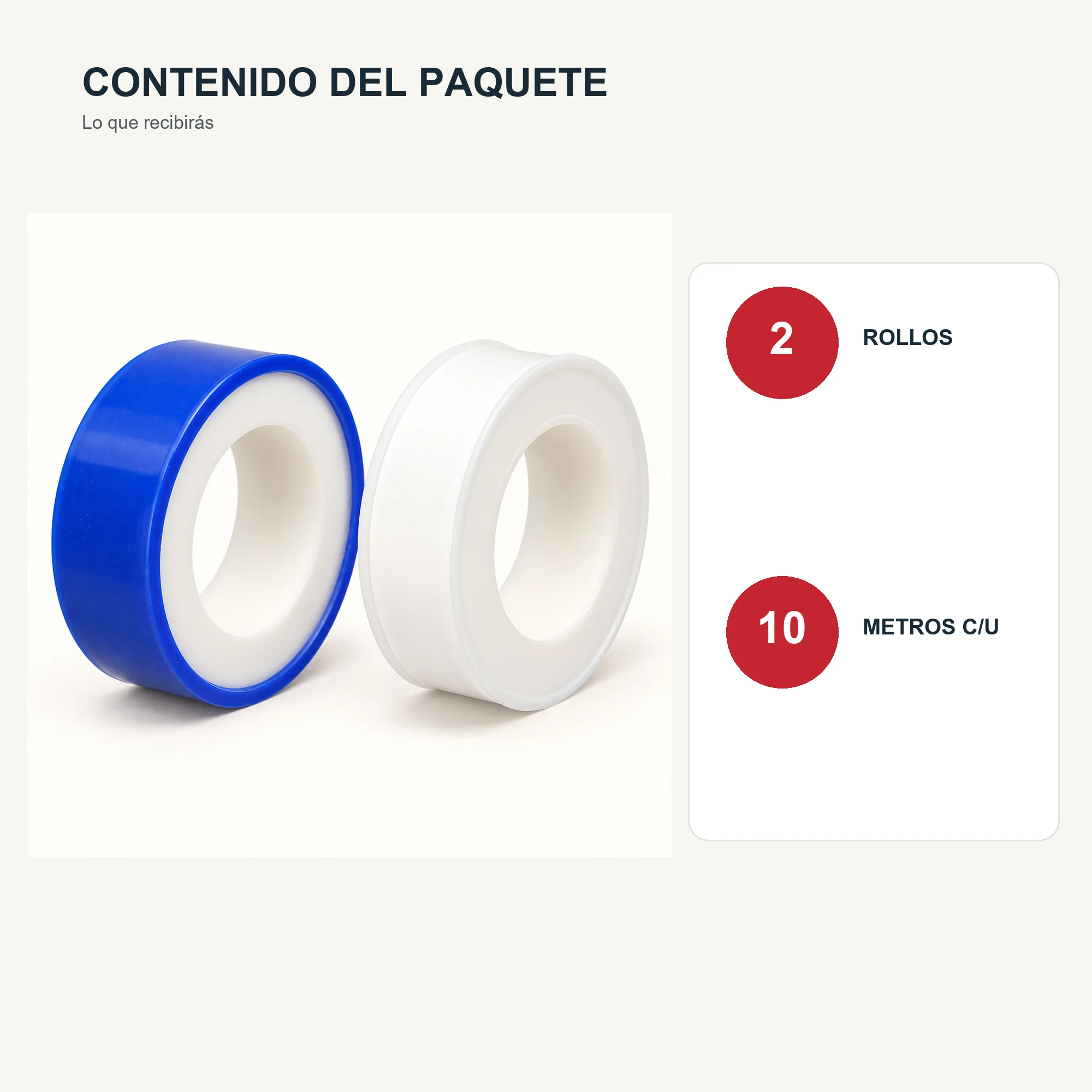 Set de 2 Cintas Selladoras de PTFE, 12 mm × 10 m