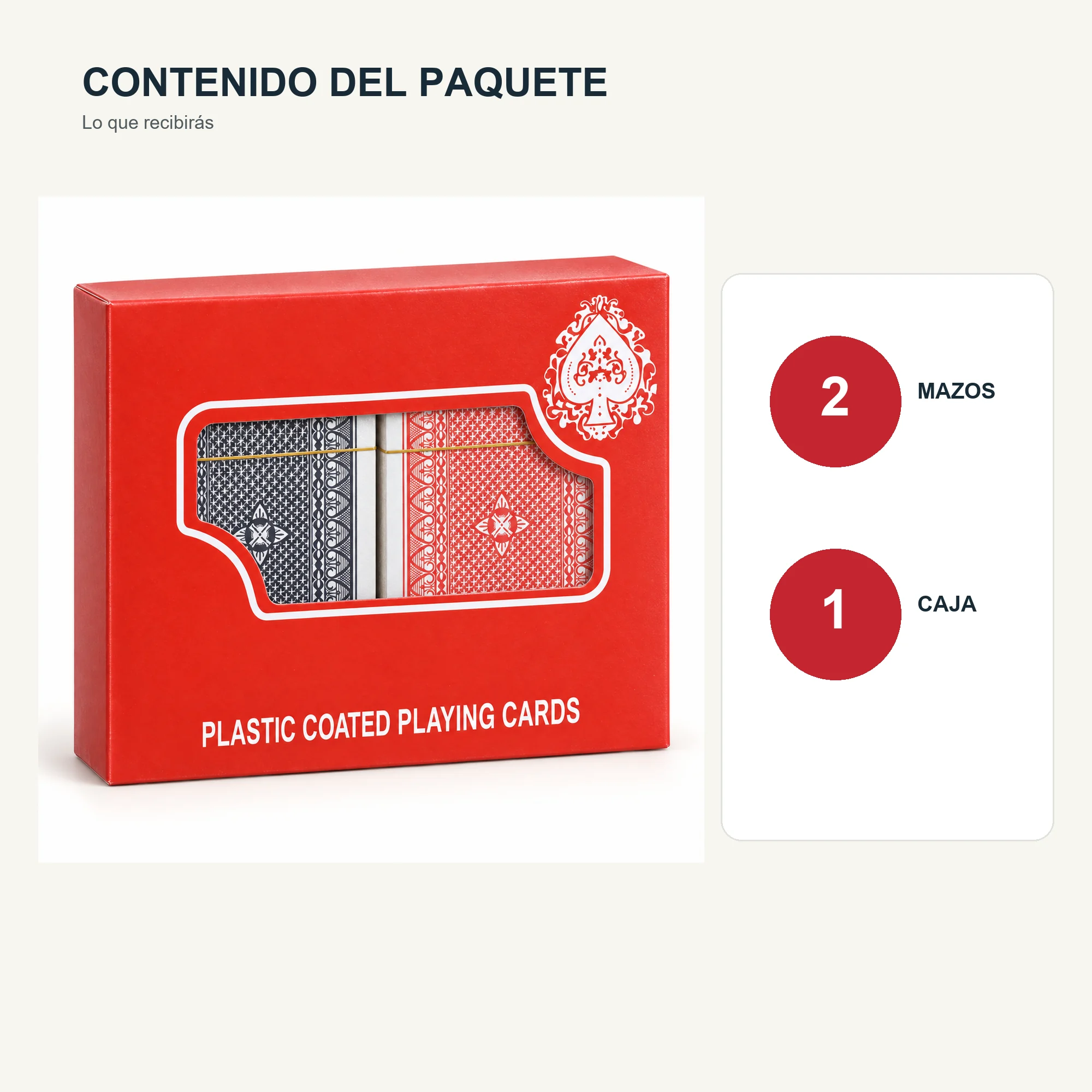 Set de 2 Mazos de Cartas de Póker Plastificadas con Caja