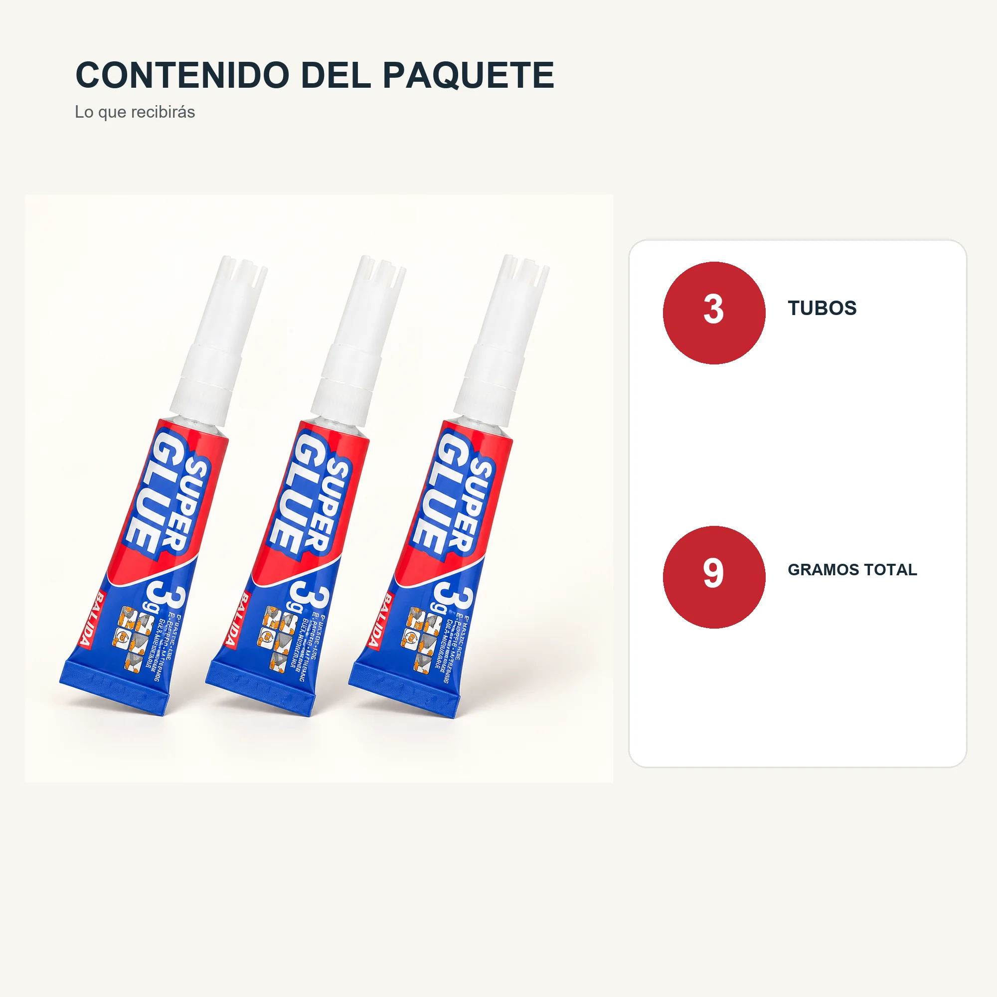 Set de 3 Adhesivos Instantáneos de 3 g con Boquilla de Precisión