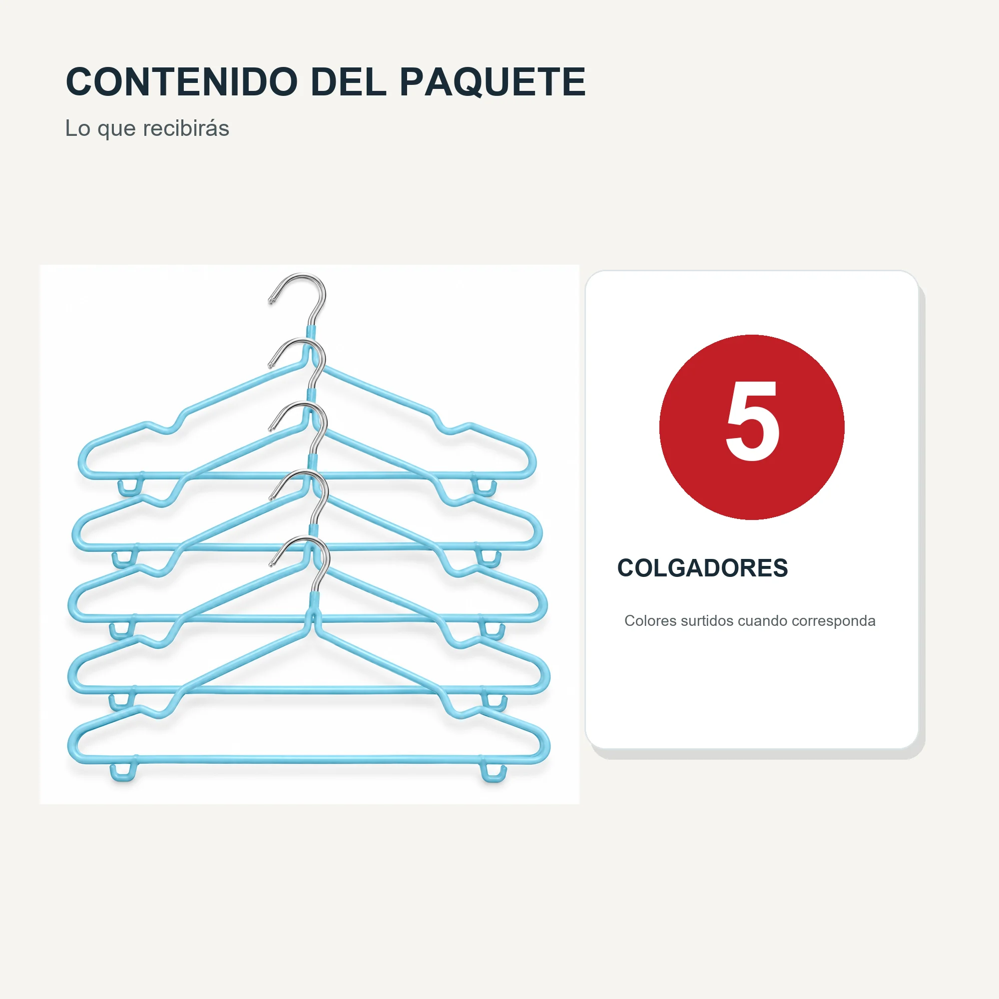 Set de 5 Colgadores de 40 cm