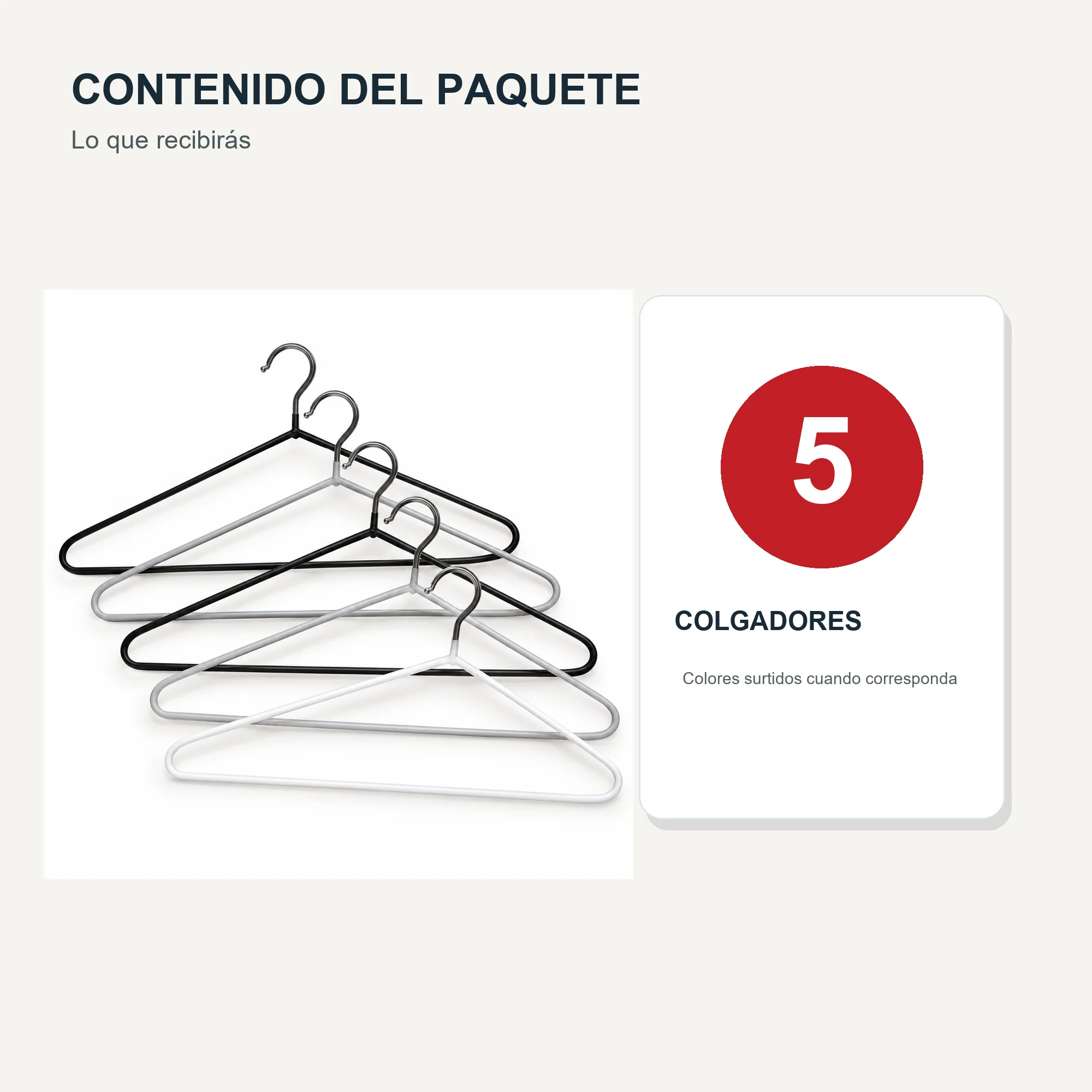 Set de 5 Colgadores Delgados de 40,5 cm
