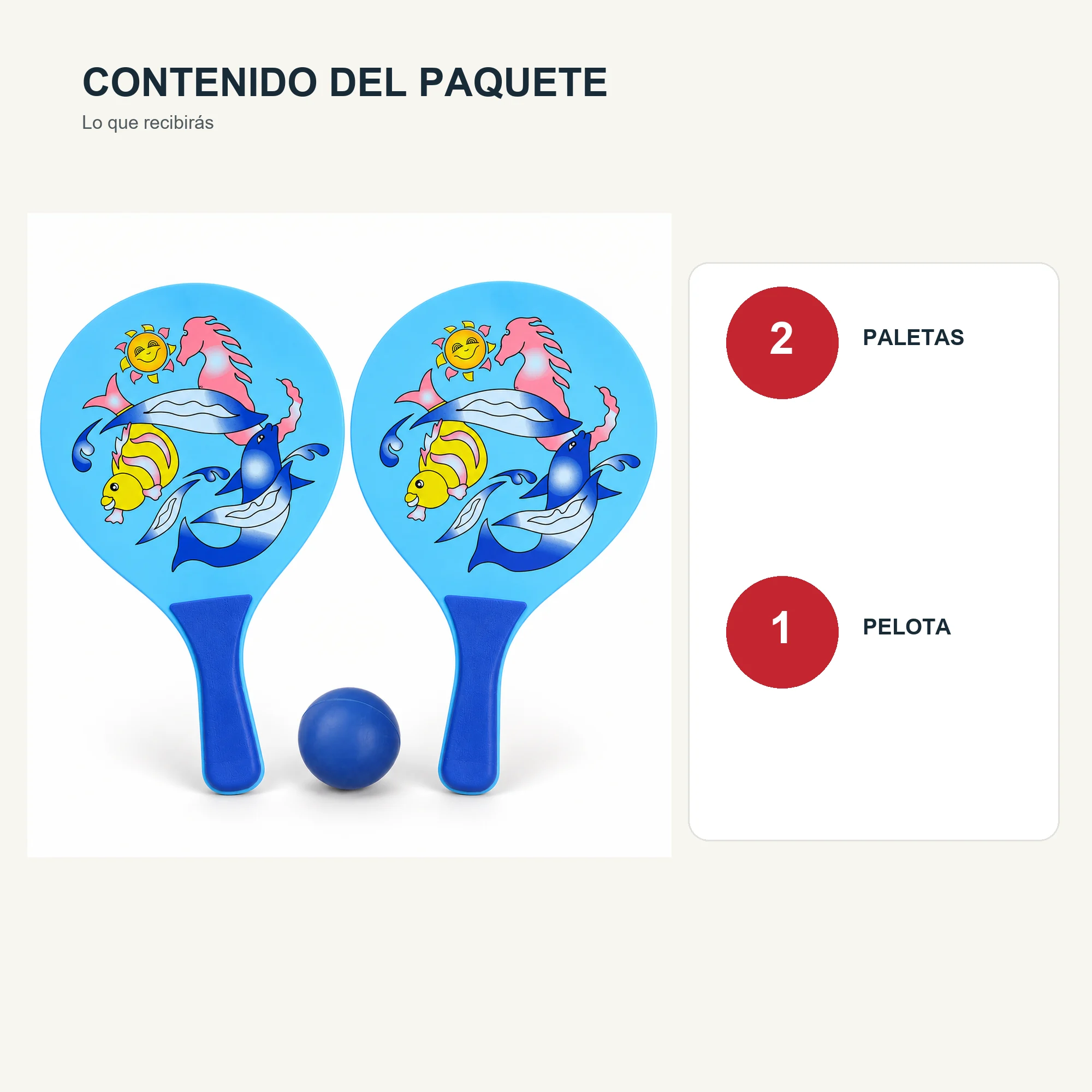 Set de Paletas de Playa Delfines con Pelota, 38 cm