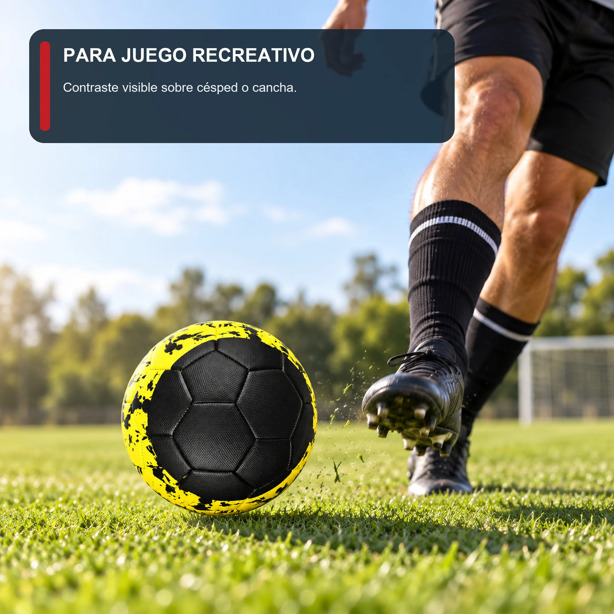 Balón de Fútbol Texturado Negro y Amarillo, 21 cm