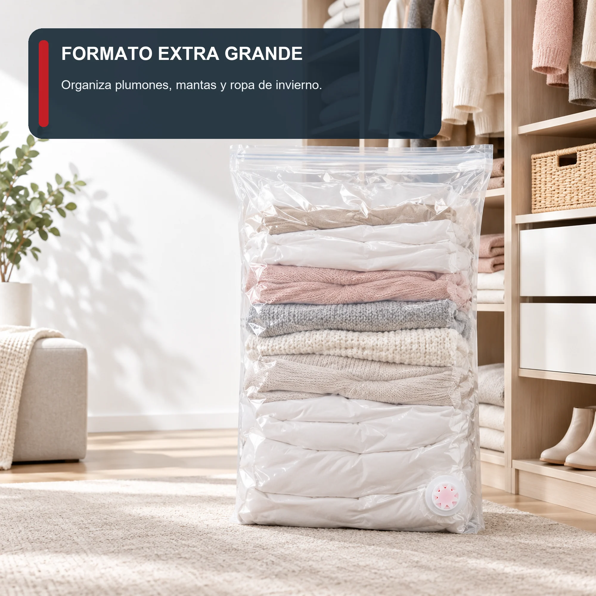 Bolsa de Compresión al Vacío Transparente Extra Grande, 70 × 110 cm, 1 Unidad