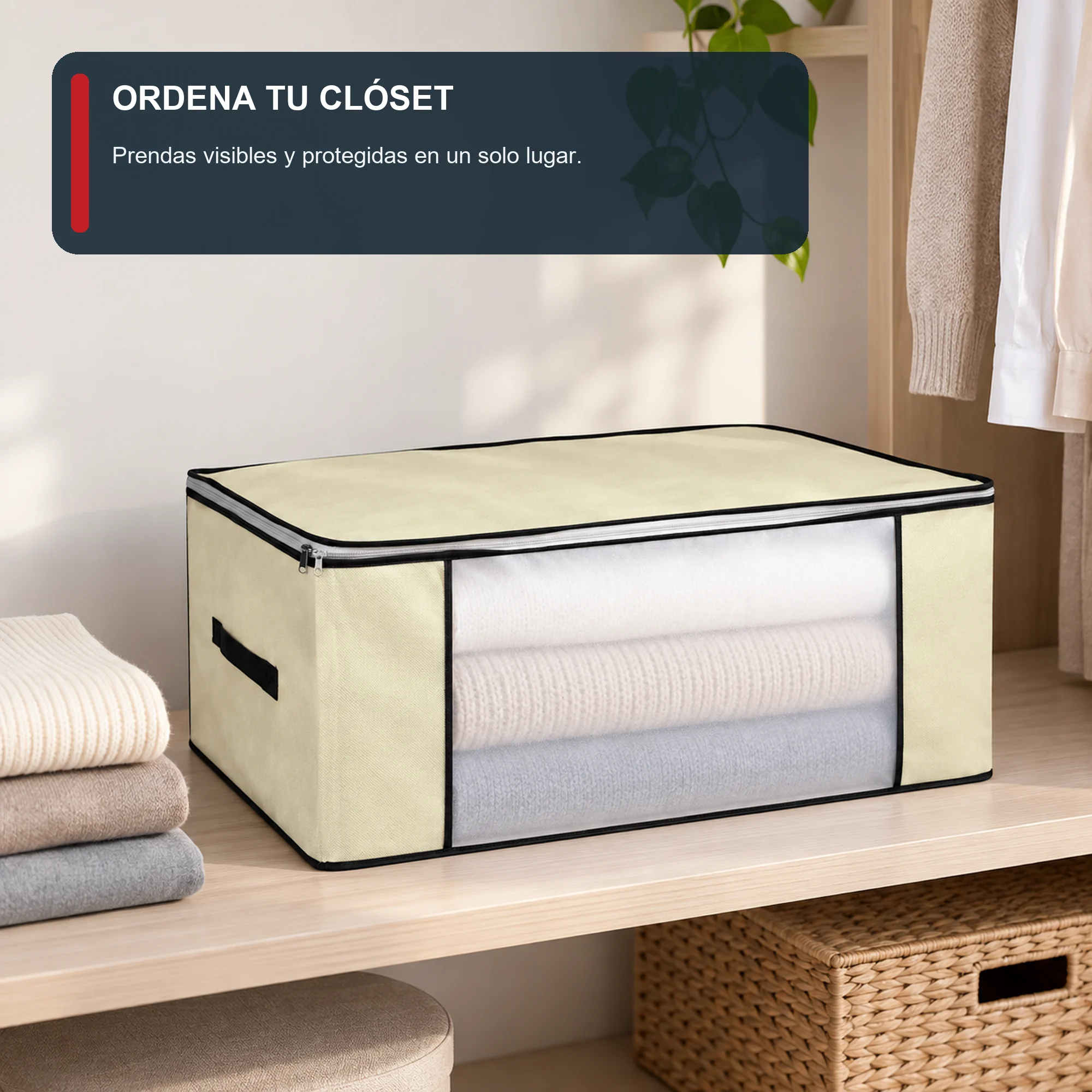 Bolsa Multiuso Organizadora de Tela No Tejida, 45 × 30 × 20 cm, 1 Unidad