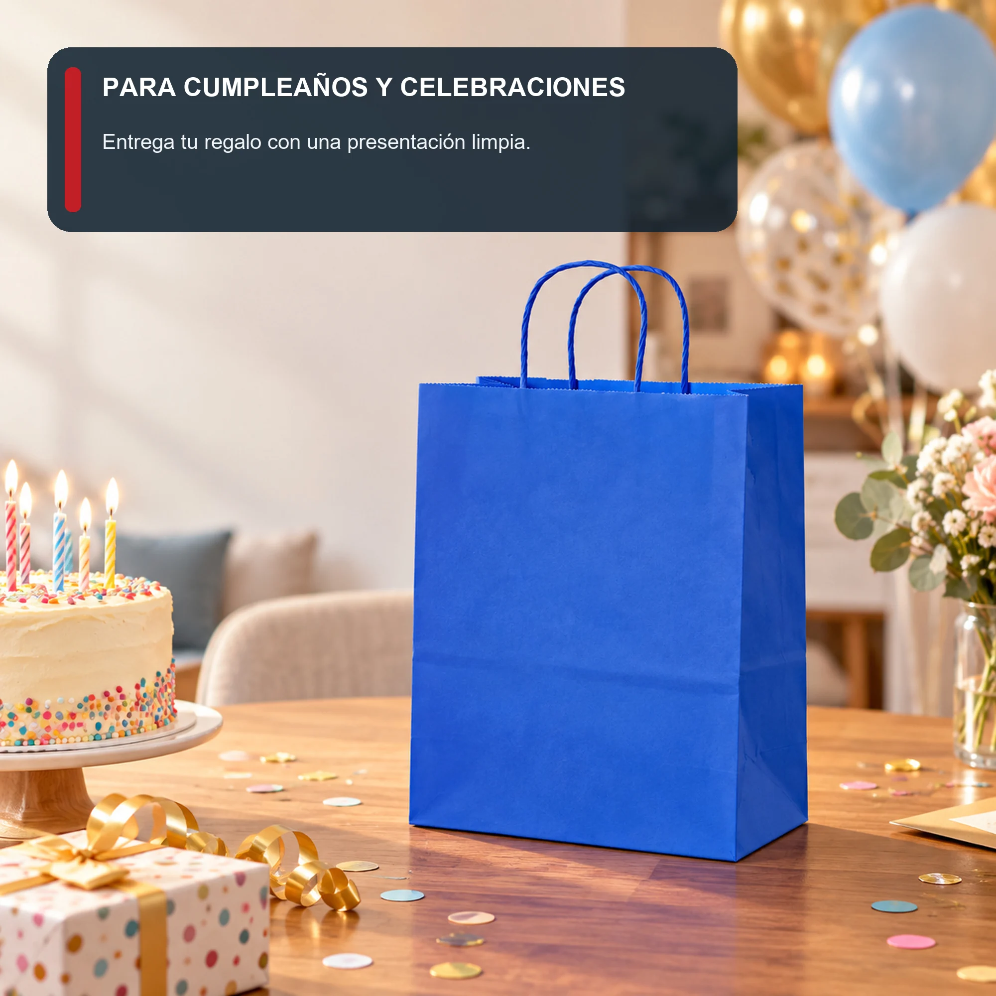 Bolsa de Regalo de Papel Liso con Asas Trenzadas, 26 × 32 × 12 cm, Colores Surtidos