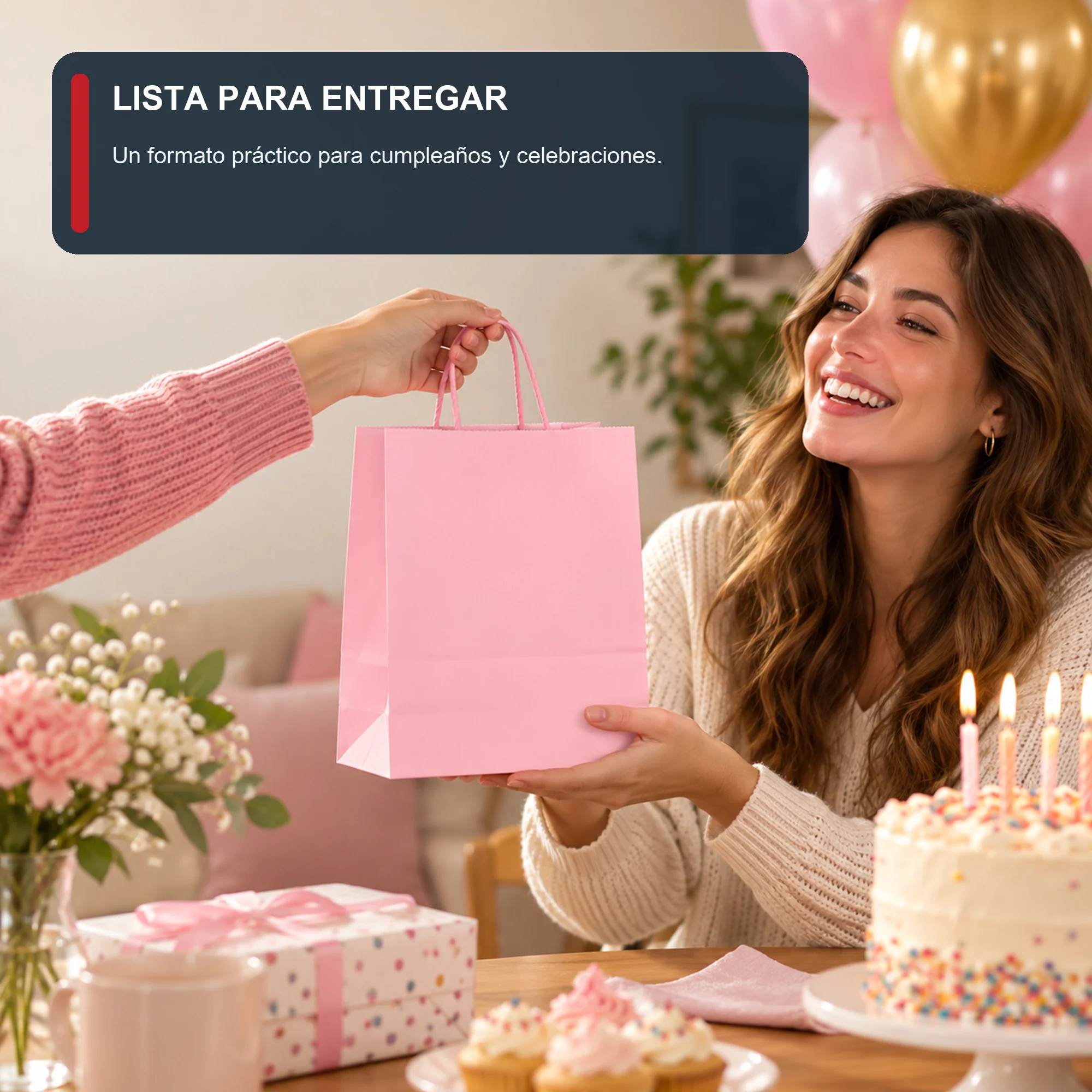 Bolsa de Regalo de Papel Liso con Asas Trenzadas, 22 × 27 × 11 cm, Colores Surtidos