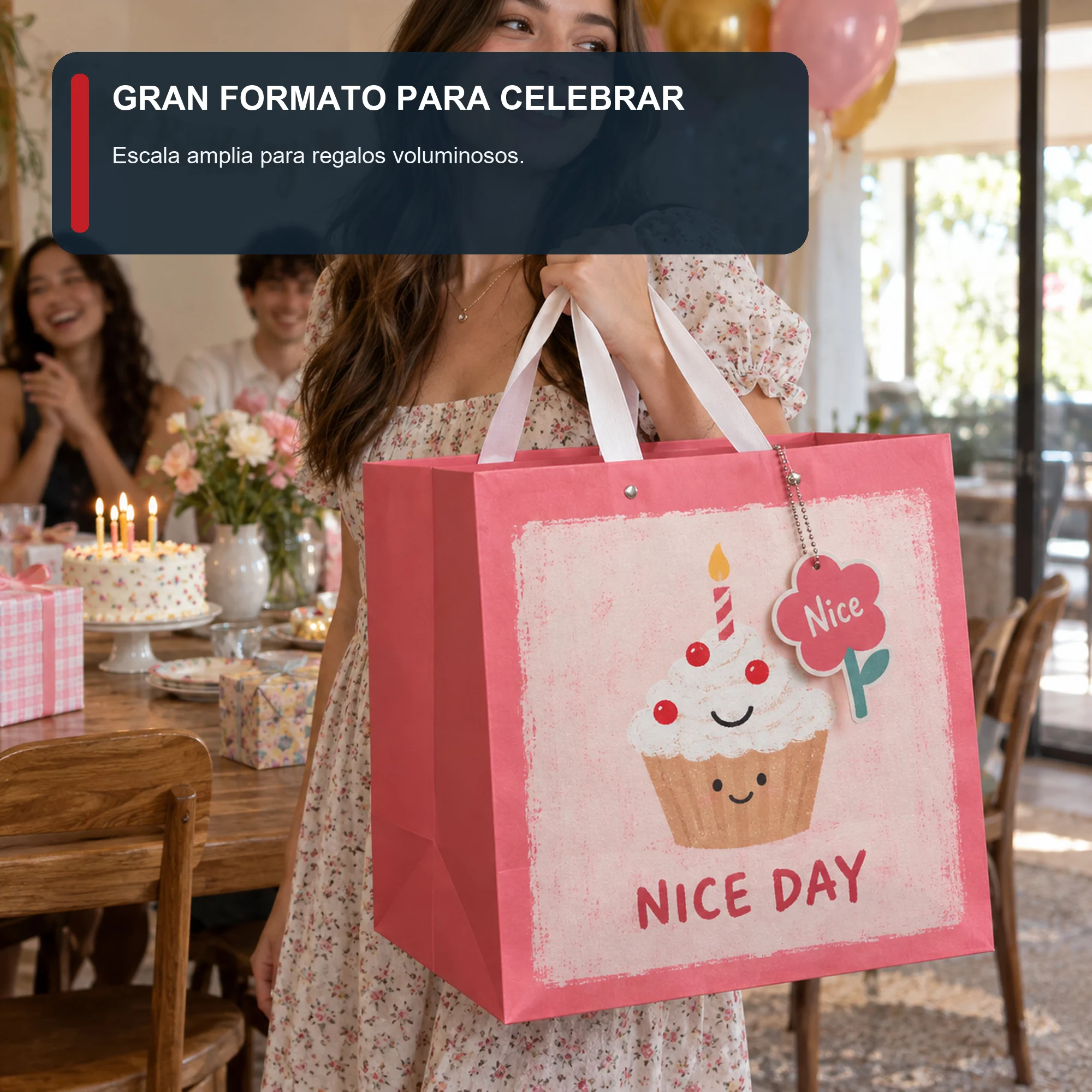 Bolsa de Regalo Rígida Profunda Con Cupcake con Formato Profundo Con Cupcake, 26 × 26 × 25 cm