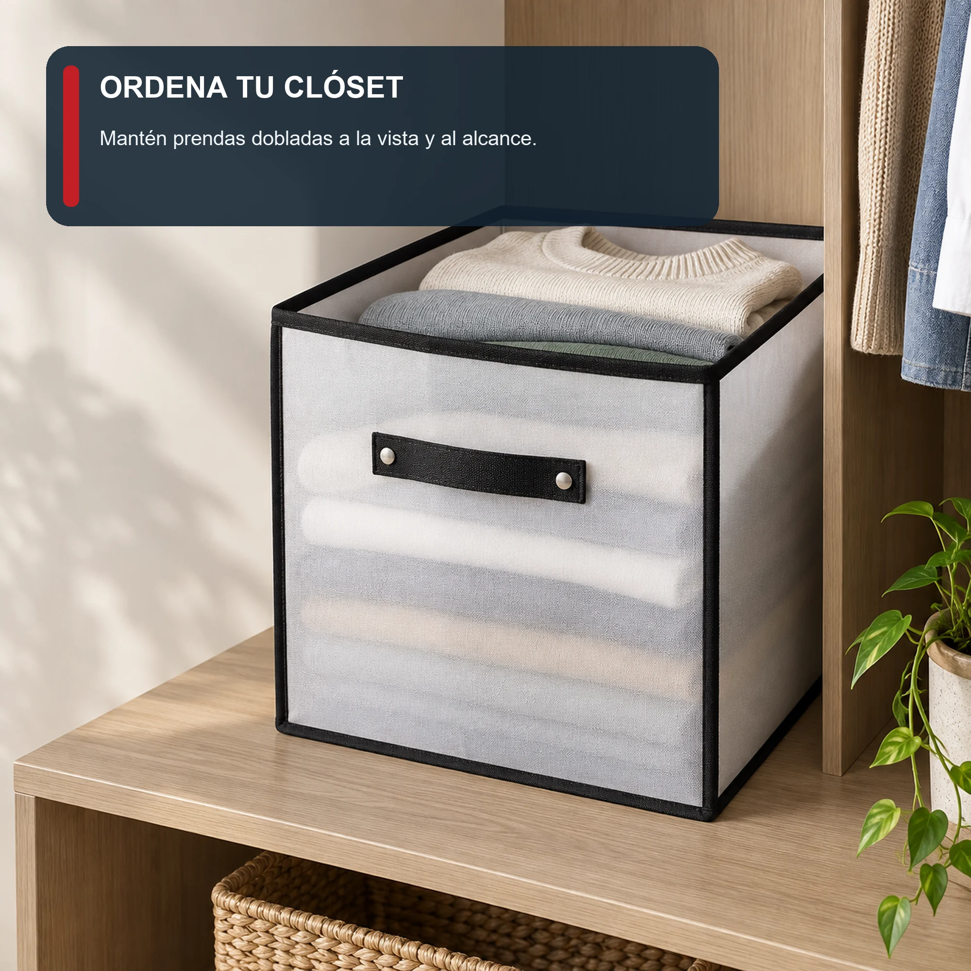 Caja organizadora abierta de PEVA y PP, 31 × 31 × 31 cm, 1 Unidad
