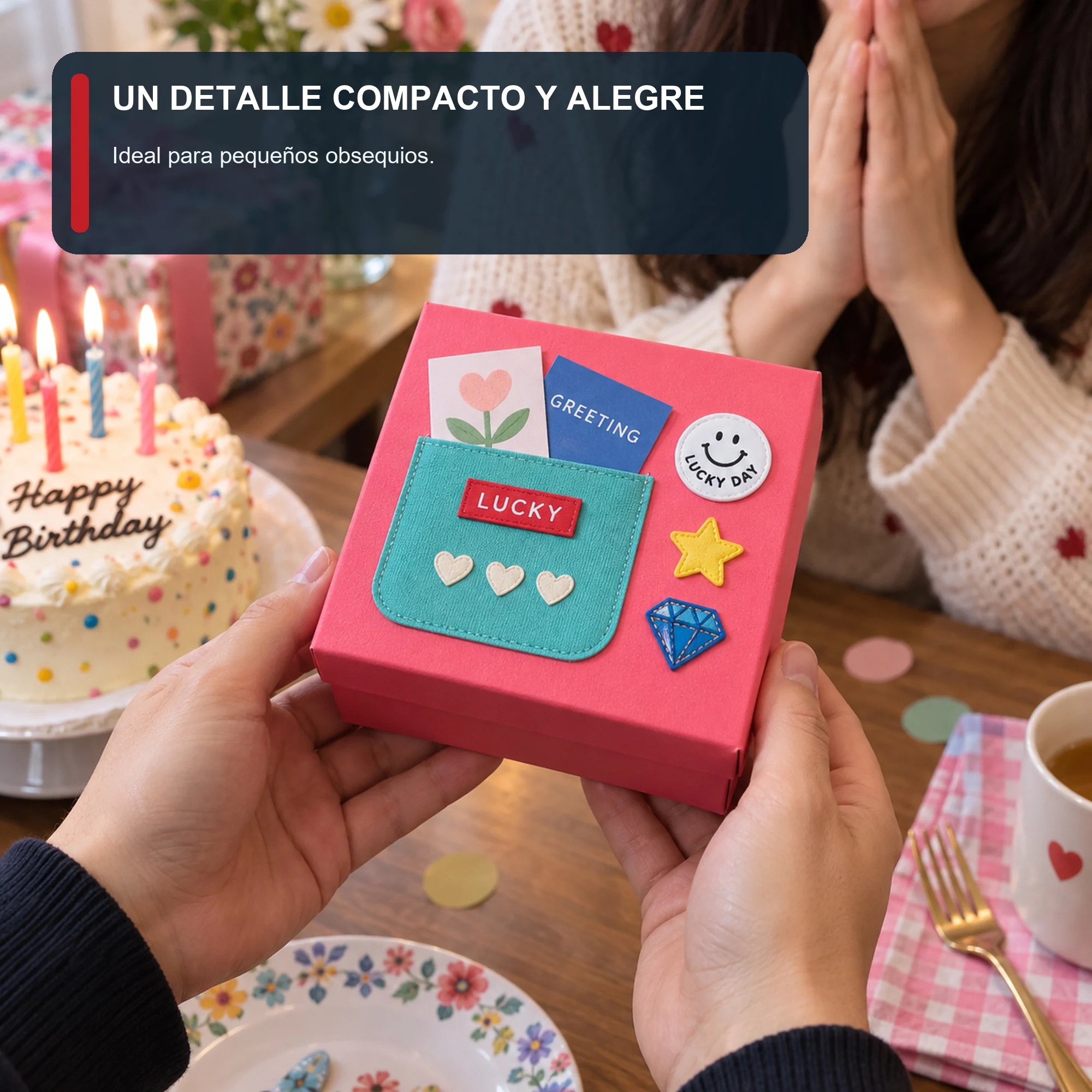 Caja de Regalo Caja Compacta Lucky, 12 × 12 × 6 cm