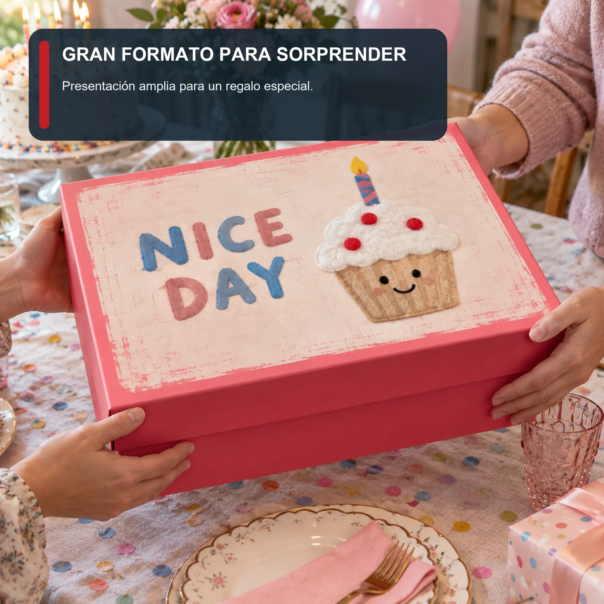 Caja de Regalo Caja Grande Con Cupcake, 36,5 × 26 × 10,5 cm