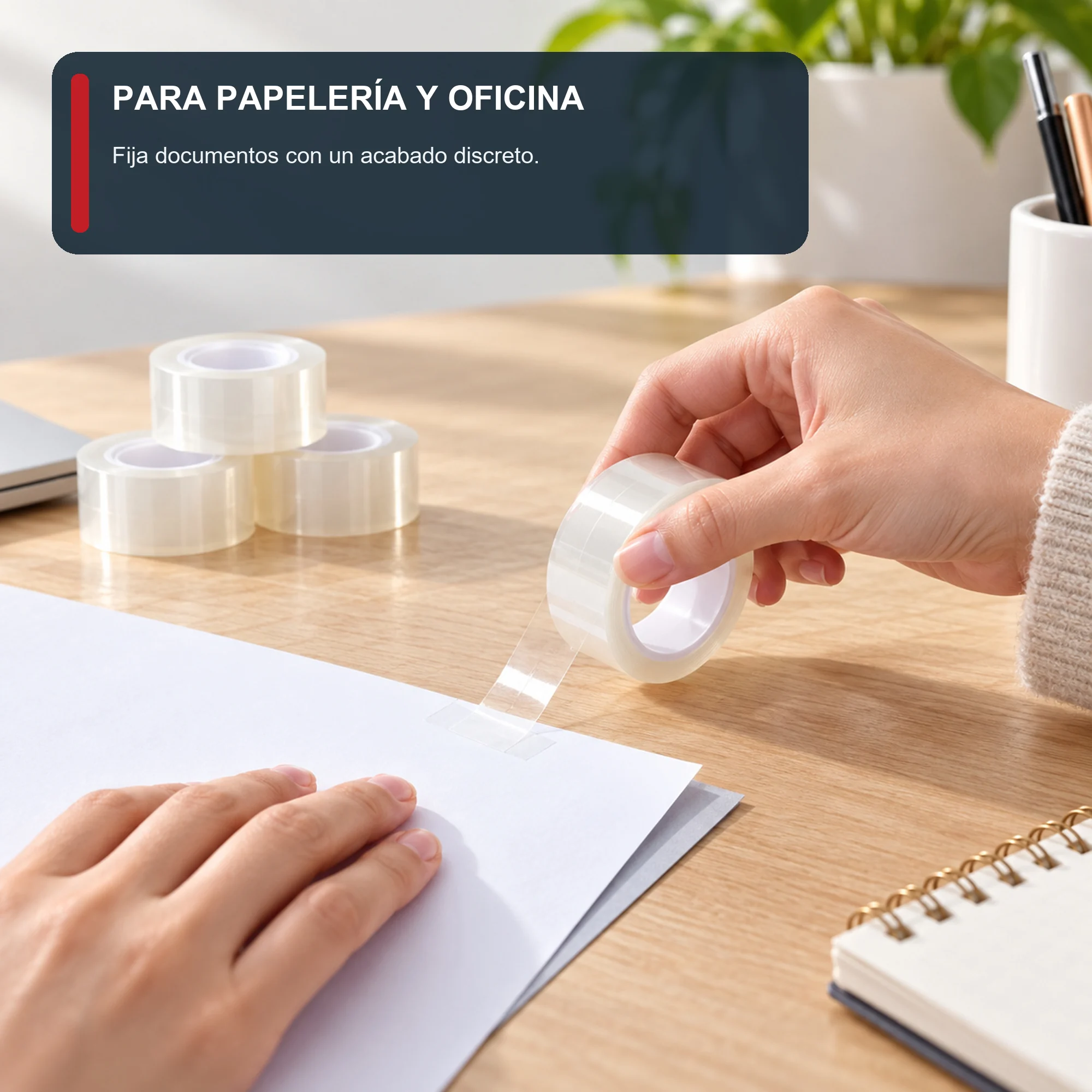 Cinta Adhesiva Transparente, 8 Rollos de 18 mm × 30 yd