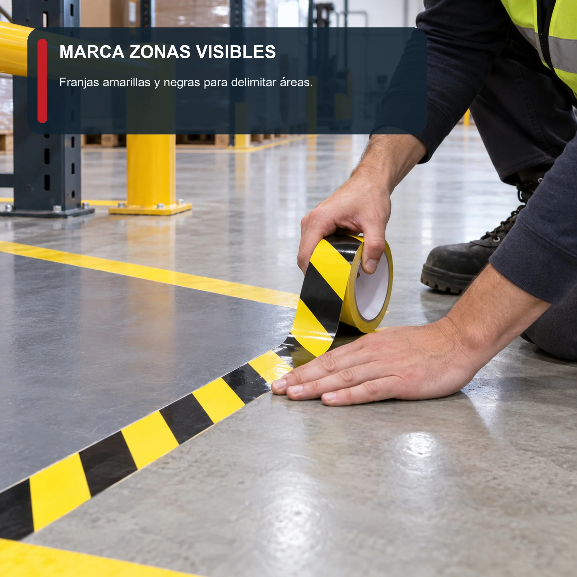 Cinta de Advertencia Amarilla y Negra, 48 mm × 20 m