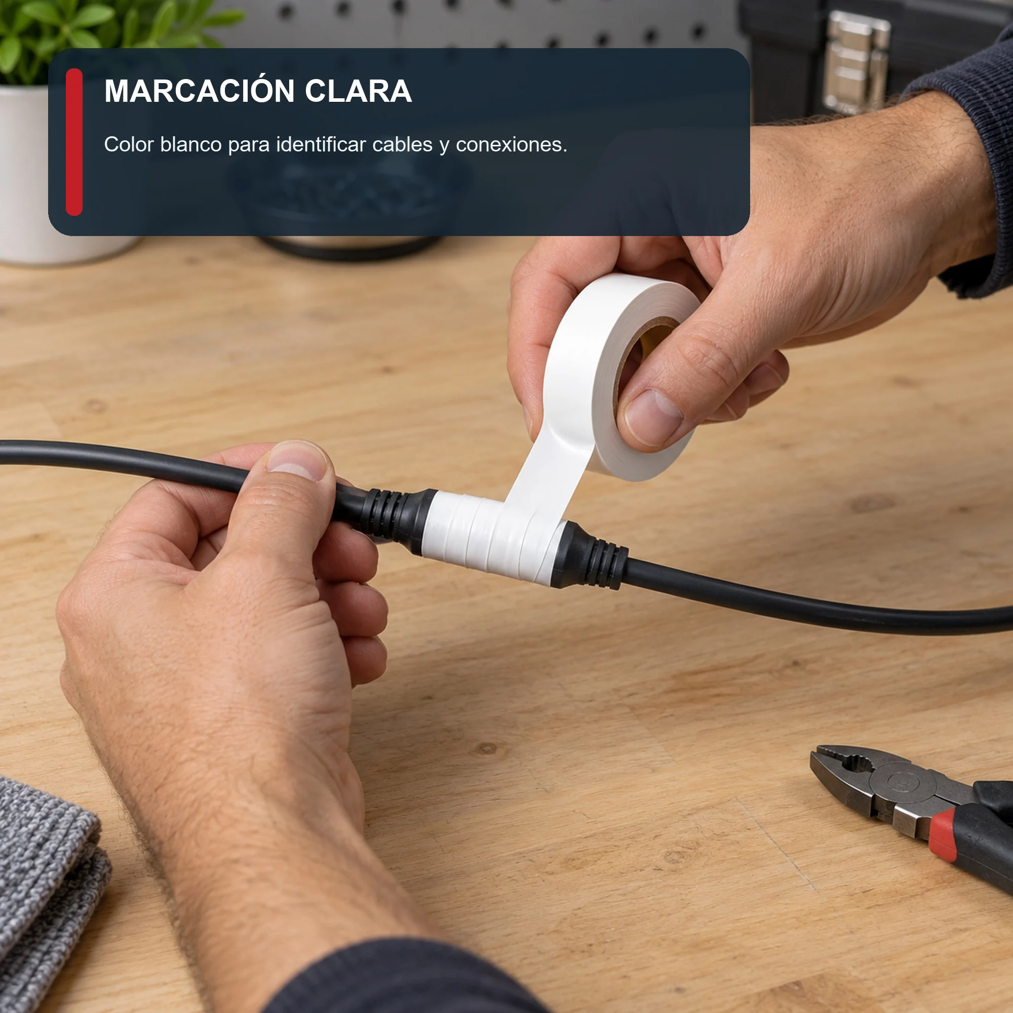 Cinta Aisladora PVC Blanca, 19 mm × Aprox. 20 m