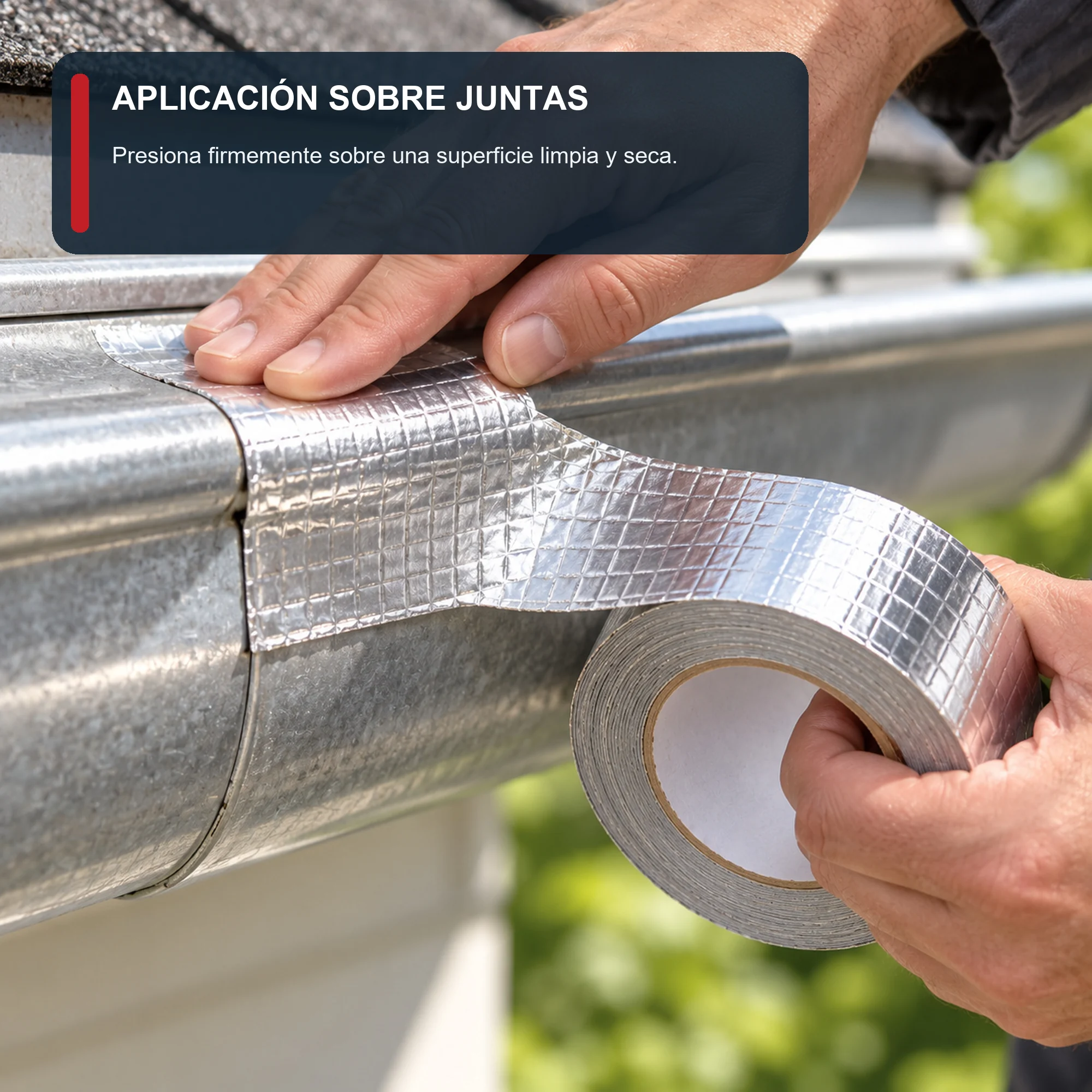 Cinta Impermeable de Aluminio con Butilo, 50 mm × 2,5 m